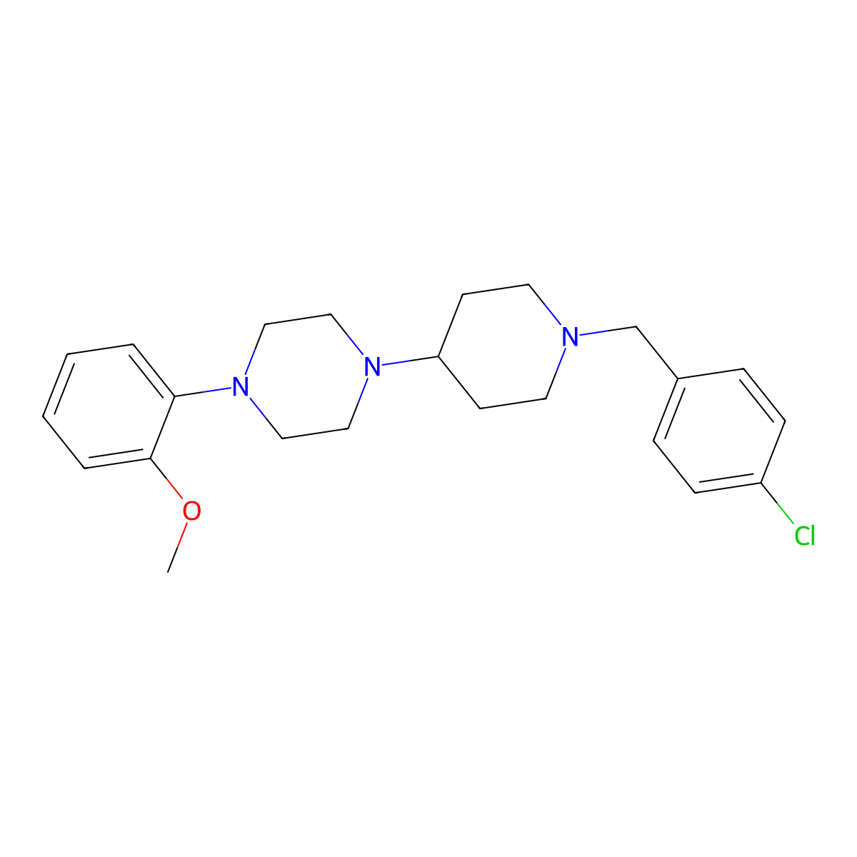 1-[1-(4-Chlorobenzyl)piperidin-4-yl]-4-(2-methoxyphenyl)piperazine molecular structure, CAS 432013-24-6