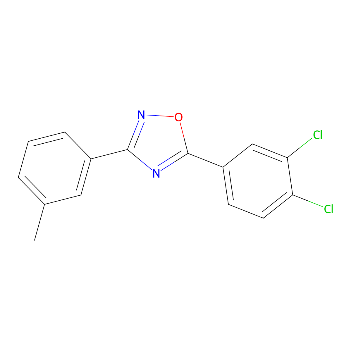 5-(3,4-Dichlorophenyl)-3-(3-methylphenyl)-1,2,4-oxadiazole molecular structure, CAS 432013-44-0