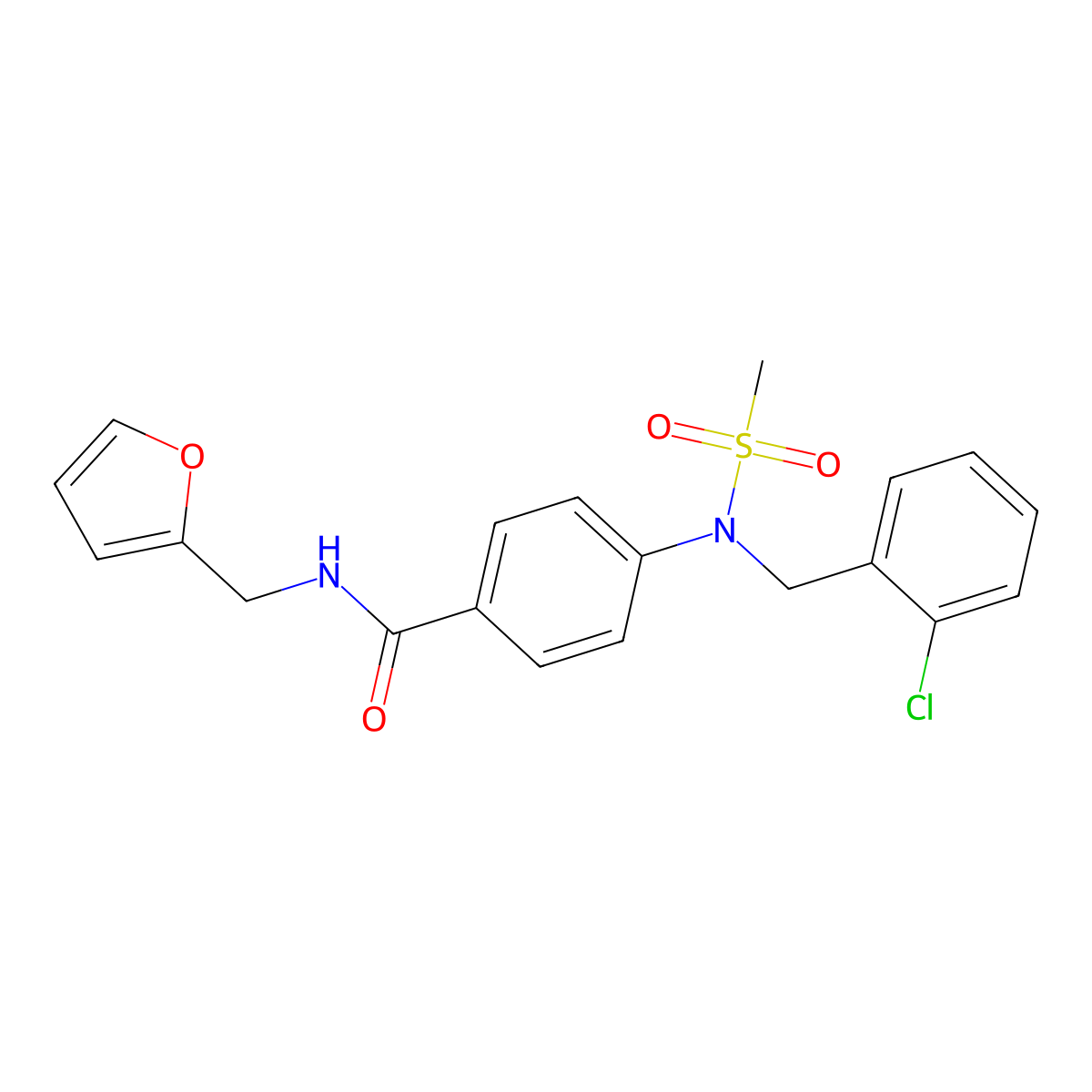 4-[(2-chlorophenyl)methyl-methylsulfonylamino]-N-(furan-2-ylmethyl)benzamide molecular structure, CAS 432013-47-3