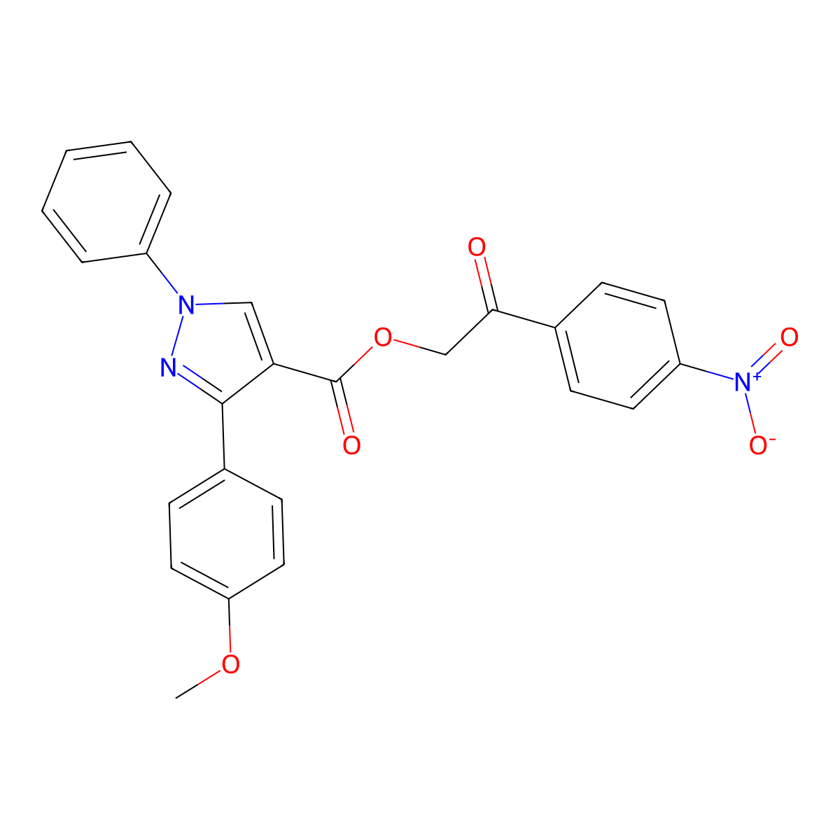 [2-(4-Nitrophenyl)-2-oxoethyl] 3-(4-methoxyphenyl)-1-phenylpyrazole-4-carboxylate molecular structure, CAS 432013-60-0