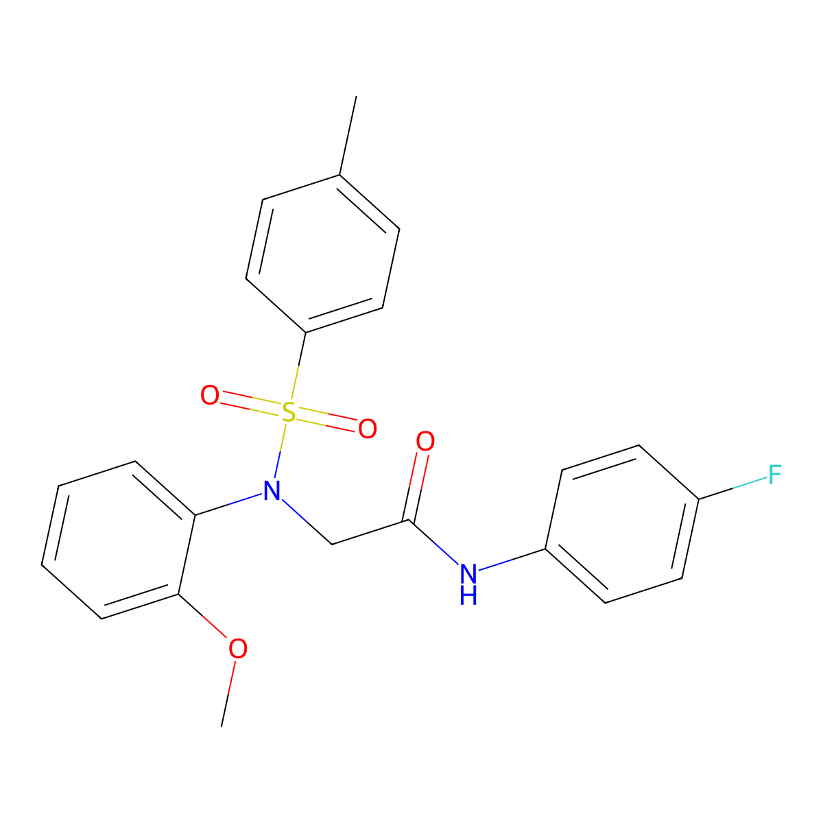 N-(4-fluorophenyl)-2-(2-methoxy-N-(4-methylphenyl)sulfonylanilino)acetamide molecular structure, CAS 432013-68-8