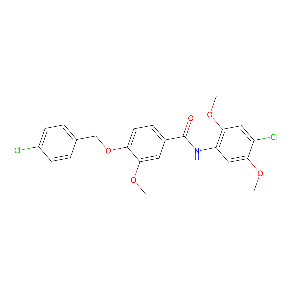 4-[(4-chlorobenzyl)oxy]-N-(4-chloro-2,5-dimethoxyphenyl)-3-methoxybenzamide molecular structure, CAS 432013-70-2