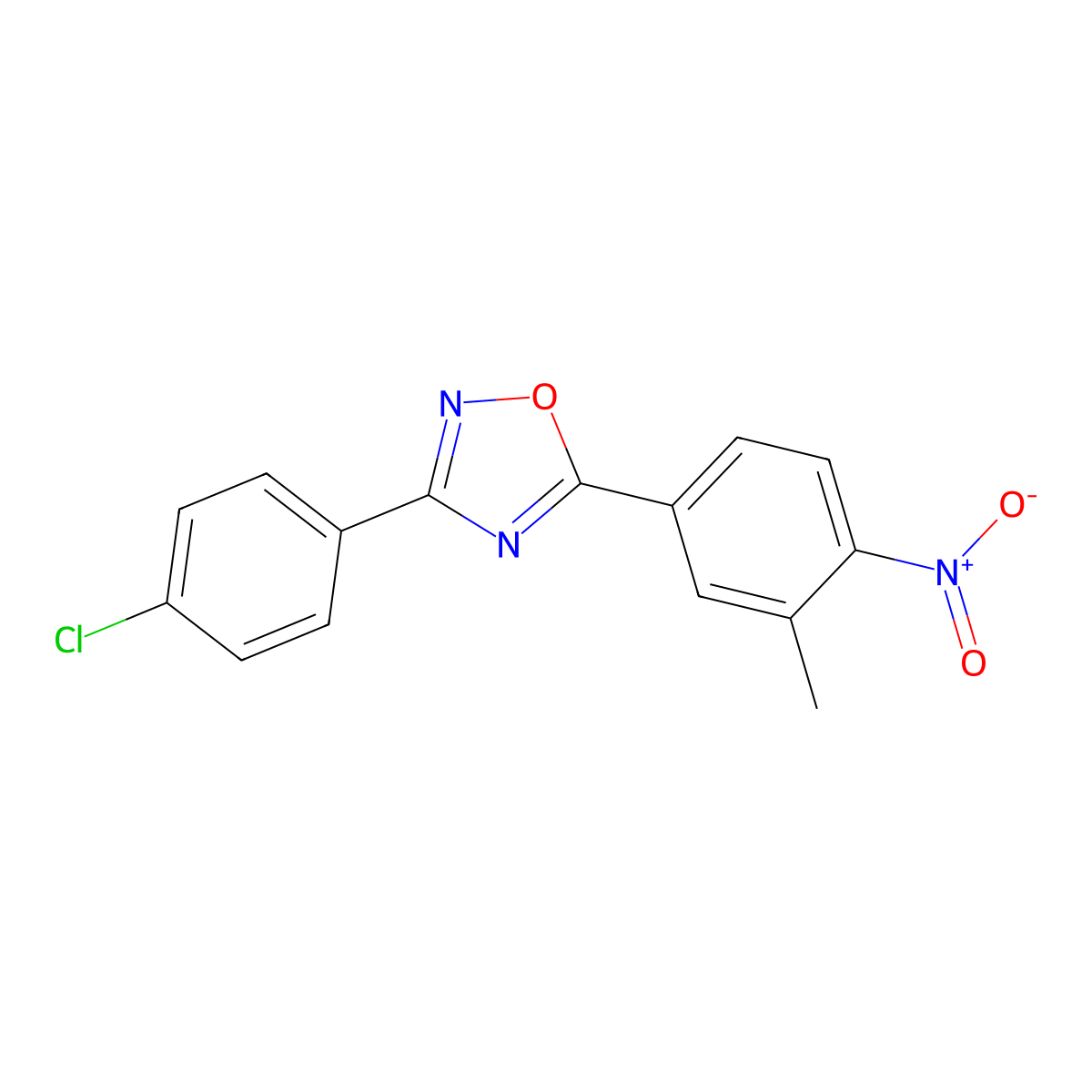 3-(4-Chlorophenyl)-5-(3-methyl-4-nitrophenyl)-1,2,4-oxadiazole molecular structure, CAS 432013-73-5