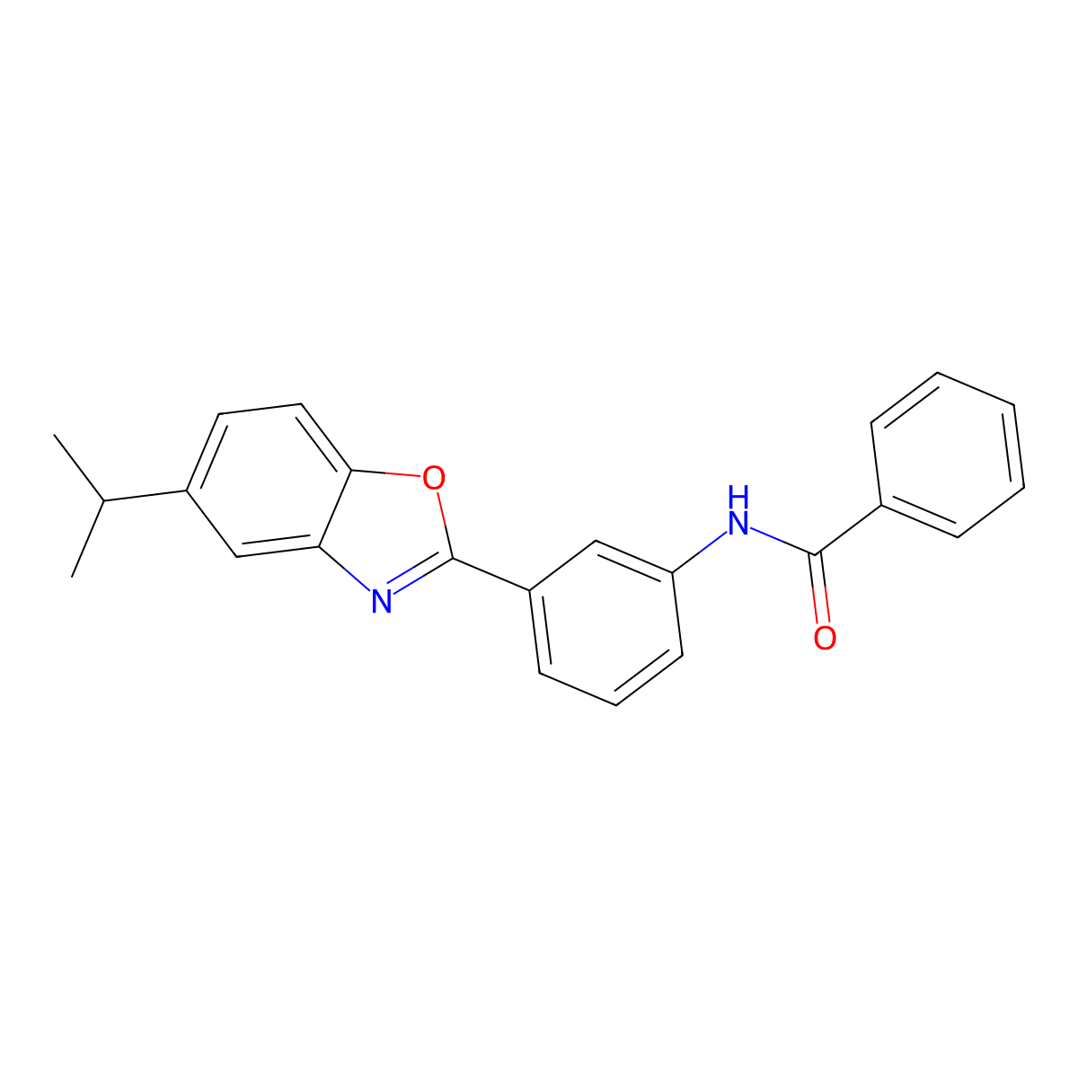 N-{3-[5-(propan-2-yl)-1,3-benzoxazol-2-yl]phenyl}benzamide molecular structure, CAS 432013-93-9