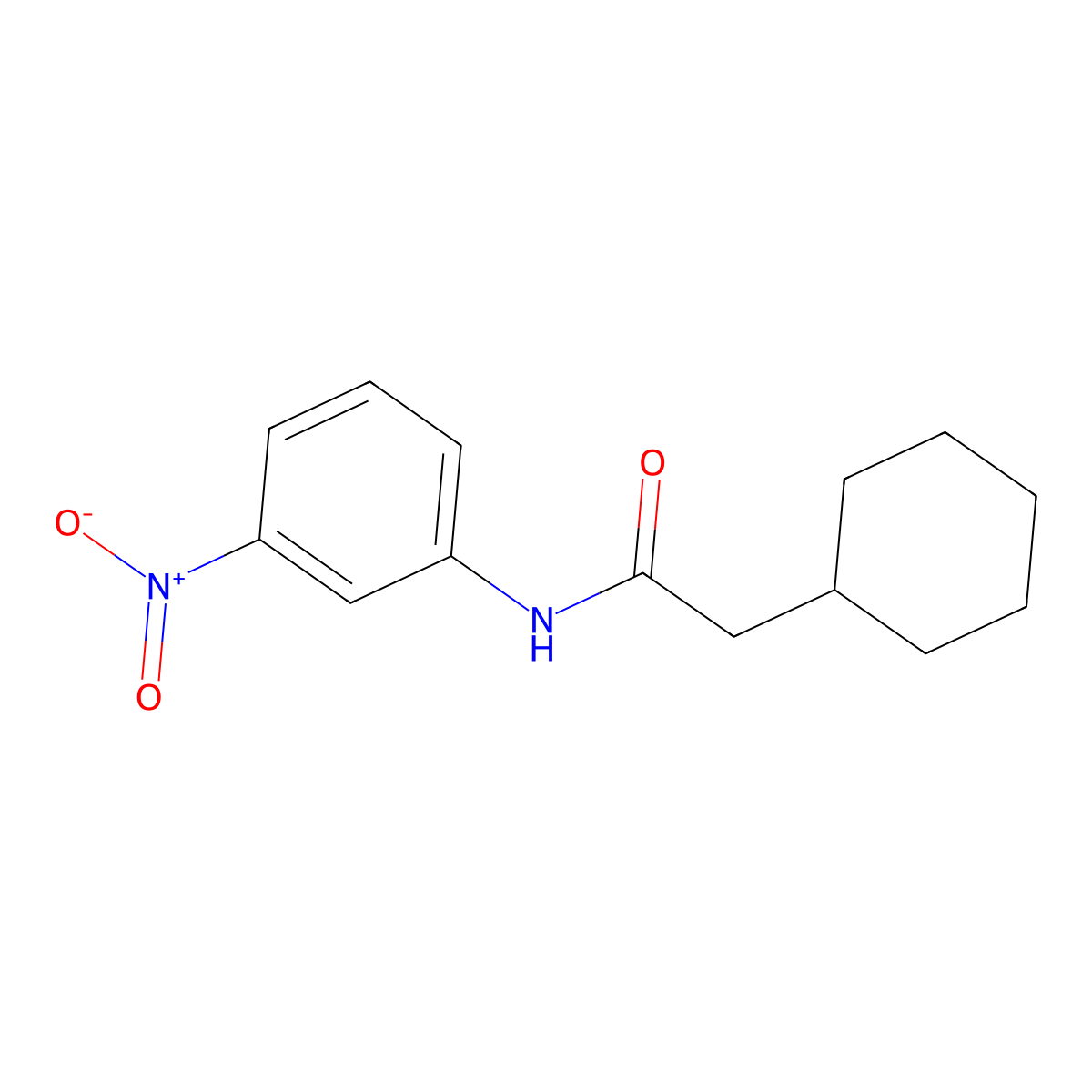 2-cyclohexyl-N-(3-nitrophenyl)acetamide molecular structure, CAS 432014-00-1
