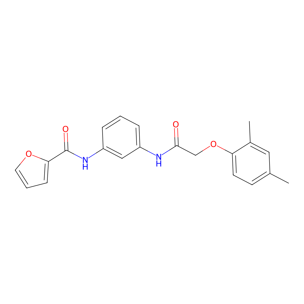 N-(3-{[(2,4-dimethylphenoxy)acetyl]amino}phenyl)furan-2-carboxamide molecular structure, CAS 432014-13-6