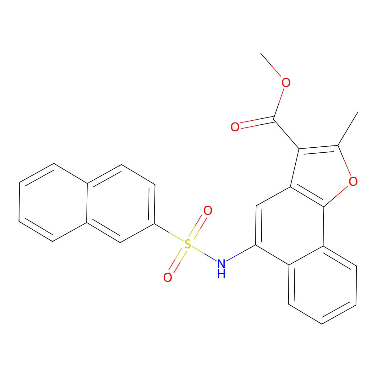 Methyl 2-methyl-5-(naphthalene-2-sulfonamido)naphtho[1,2-b]furan-3-carboxylate molecular structure, CAS 432014-14-7