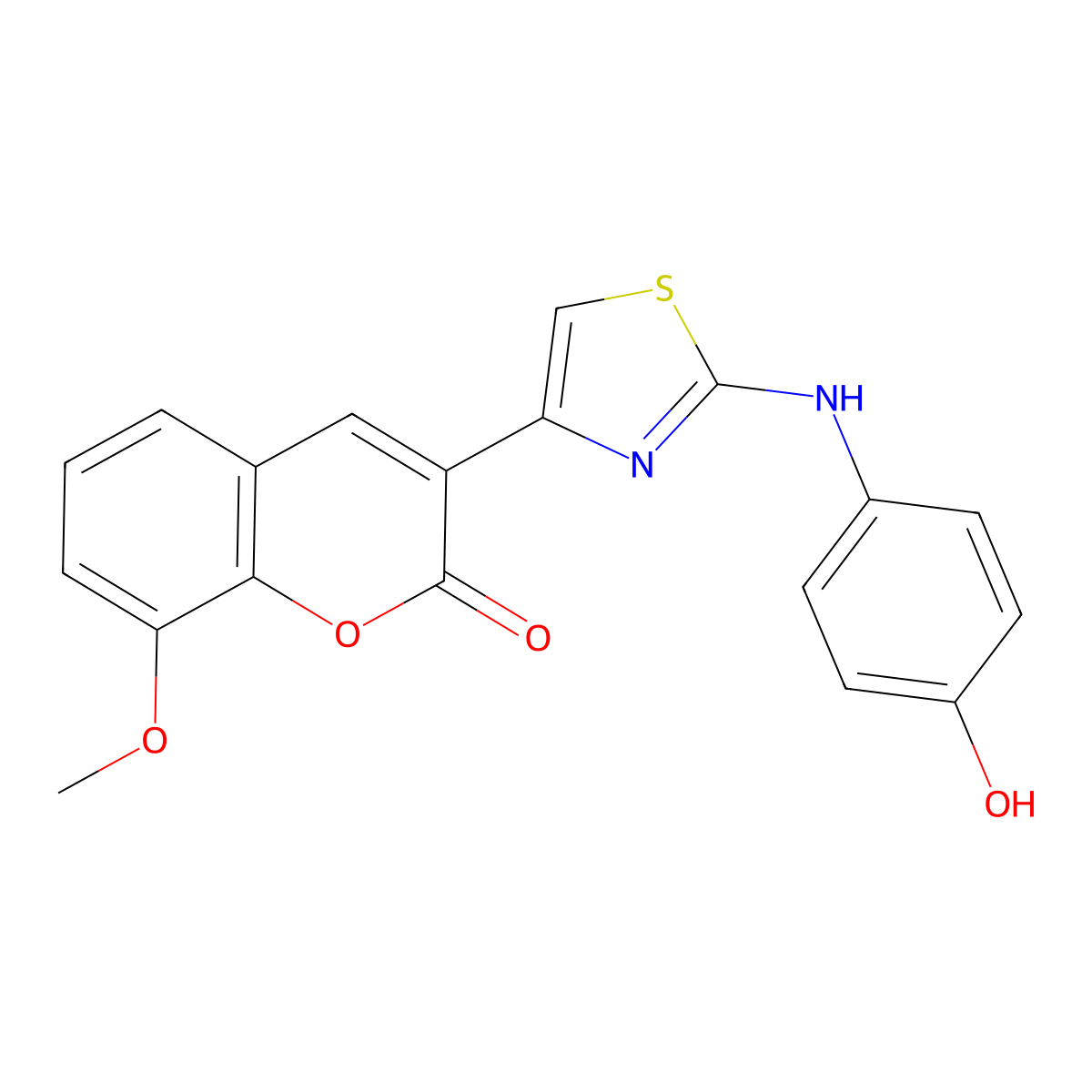 3-[2-(4-hydroxyanilino)-1,3-thiazol-4-yl]-8-methoxy-2H-chromen-2-one molecular structure, CAS 432014-25-0