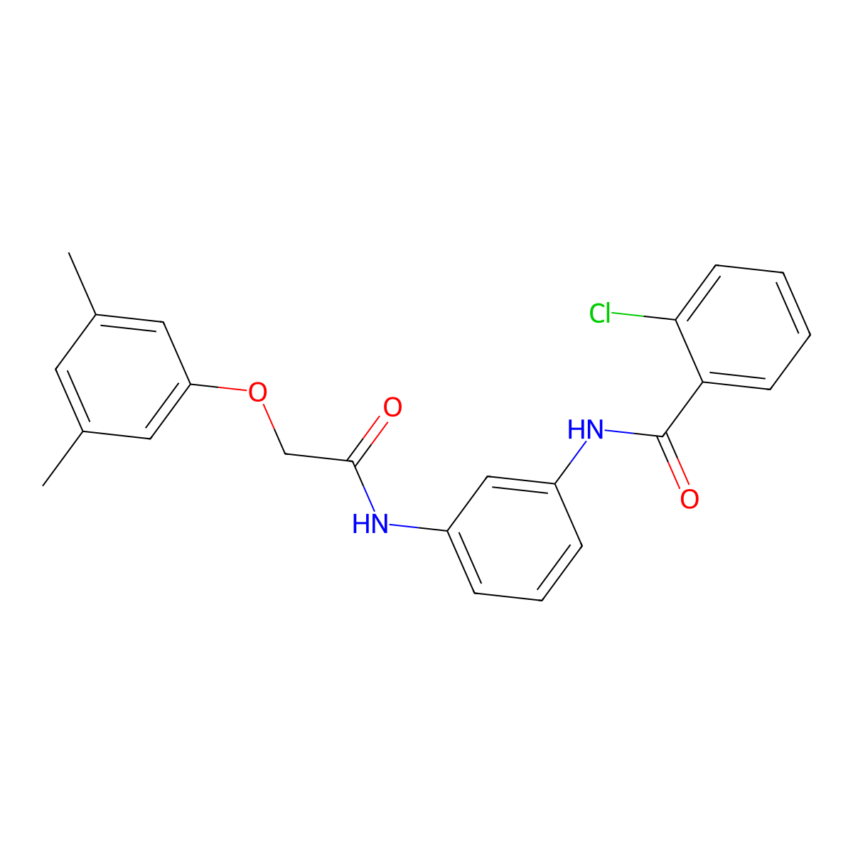 2-chloro-N-(3-{[(3,5-dimethylphenoxy)acetyl]amino}phenyl)benzamide molecular structure, CAS 432014-35-2