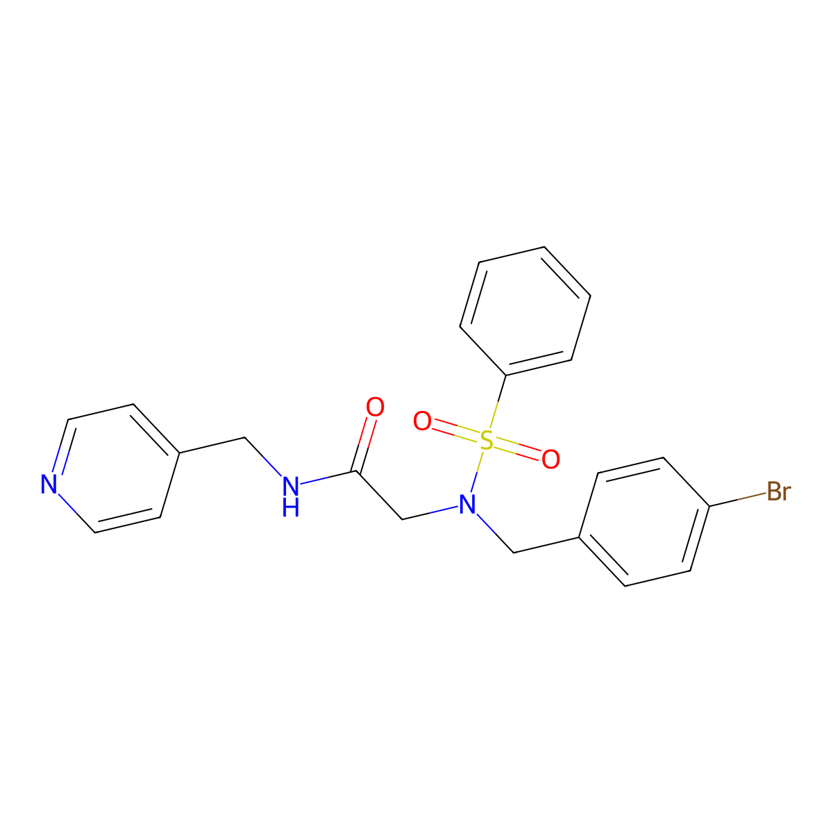 2-[benzenesulfonyl-[(4-bromophenyl)methyl]amino]-N-(pyridin-4-ylmethyl)acetamide molecular structure, CAS 432014-37-4