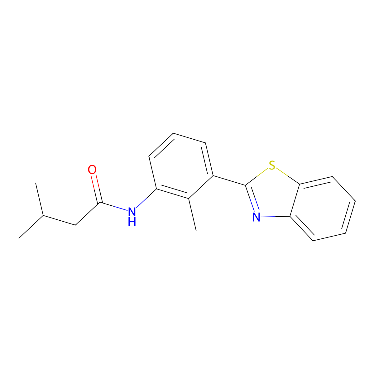 N-[3-(1,3-benzothiazol-2-yl)-2-methylphenyl]-3-methylbutanamide molecular structure, CAS 432014-38-5