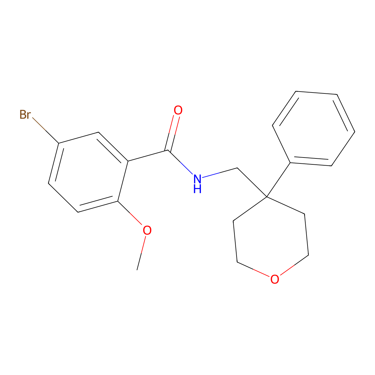 5-bromo-2-methoxy-N-[(4-phenyloxan-4-yl)methyl]benzamide molecular structure, CAS 432014-40-9