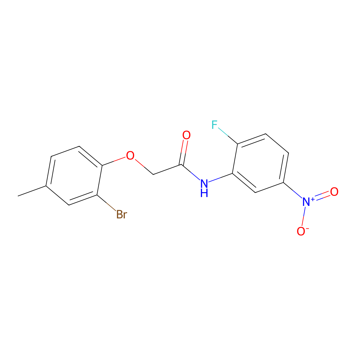 2-(2-bromo-4-methylphenoxy)-N-(2-fluoro-5-nitrophenyl)acetamide molecular structure, CAS 432014-42-1