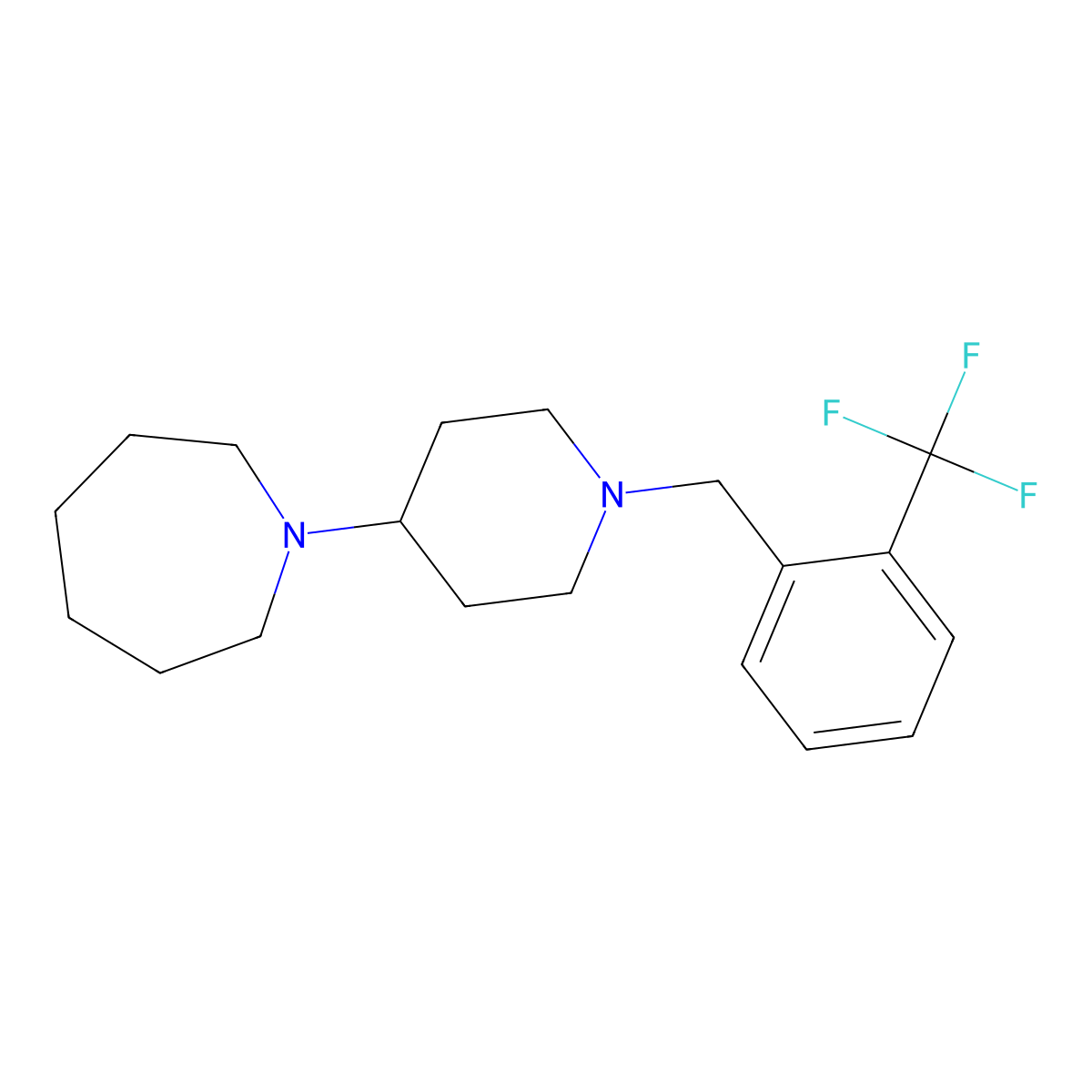 1-{1-[2-(Trifluoromethyl)benzyl]piperidin-4-yl}azepane molecular structure, CAS 432014-45-4