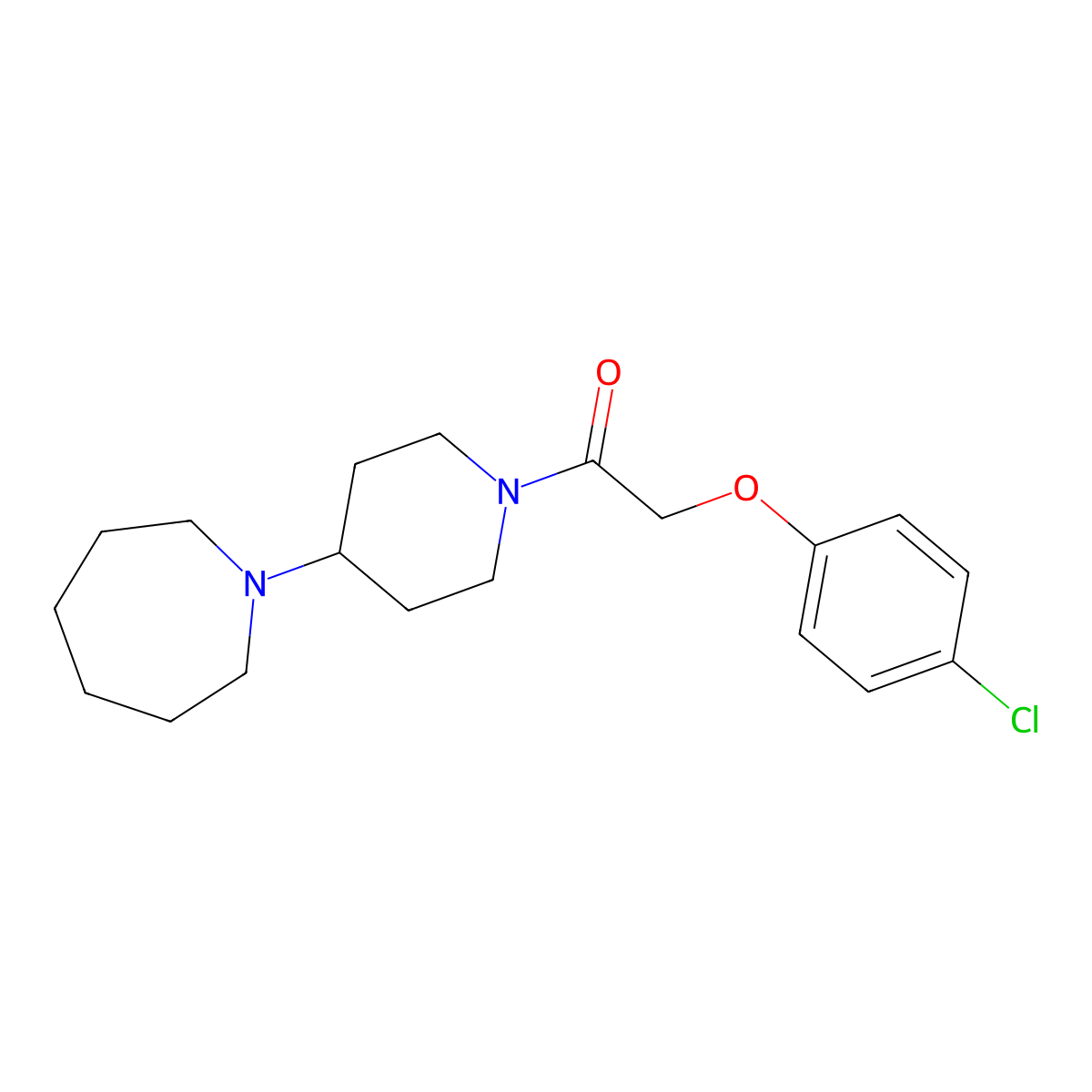 1-[4-(Azepan-1-yl)piperidin-1-yl]-2-(4-chlorophenoxy)ethanone molecular structure, CAS 432014-56-7