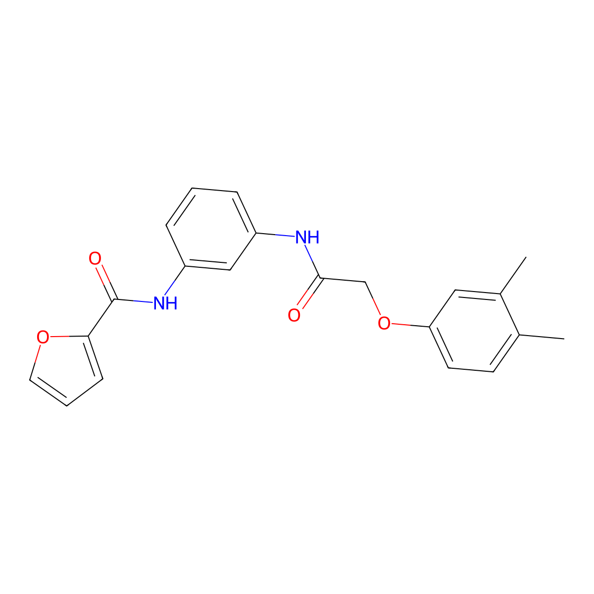 N-[3-[[2-(3,4-dimethylphenoxy)acetyl]amino]phenyl]furan-2-carboxamide molecular structure, CAS 432014-59-0