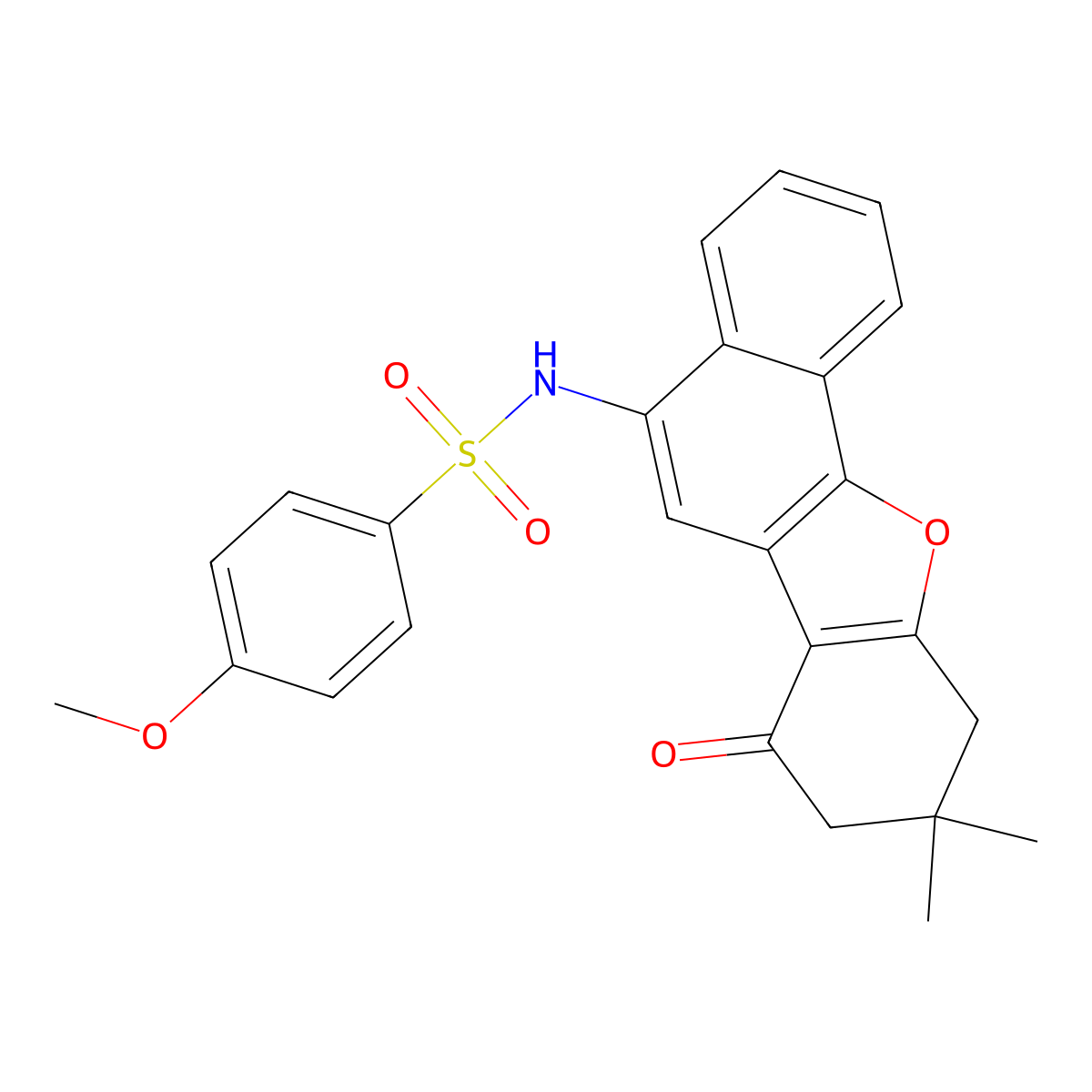 N-(9,9-dimethyl-7-oxo-8,10-dihydronaphtho[1,2-b]benzofuran-5-yl)-4-methoxybenzenesulfonamide molecular structure, CAS 432014-77-2