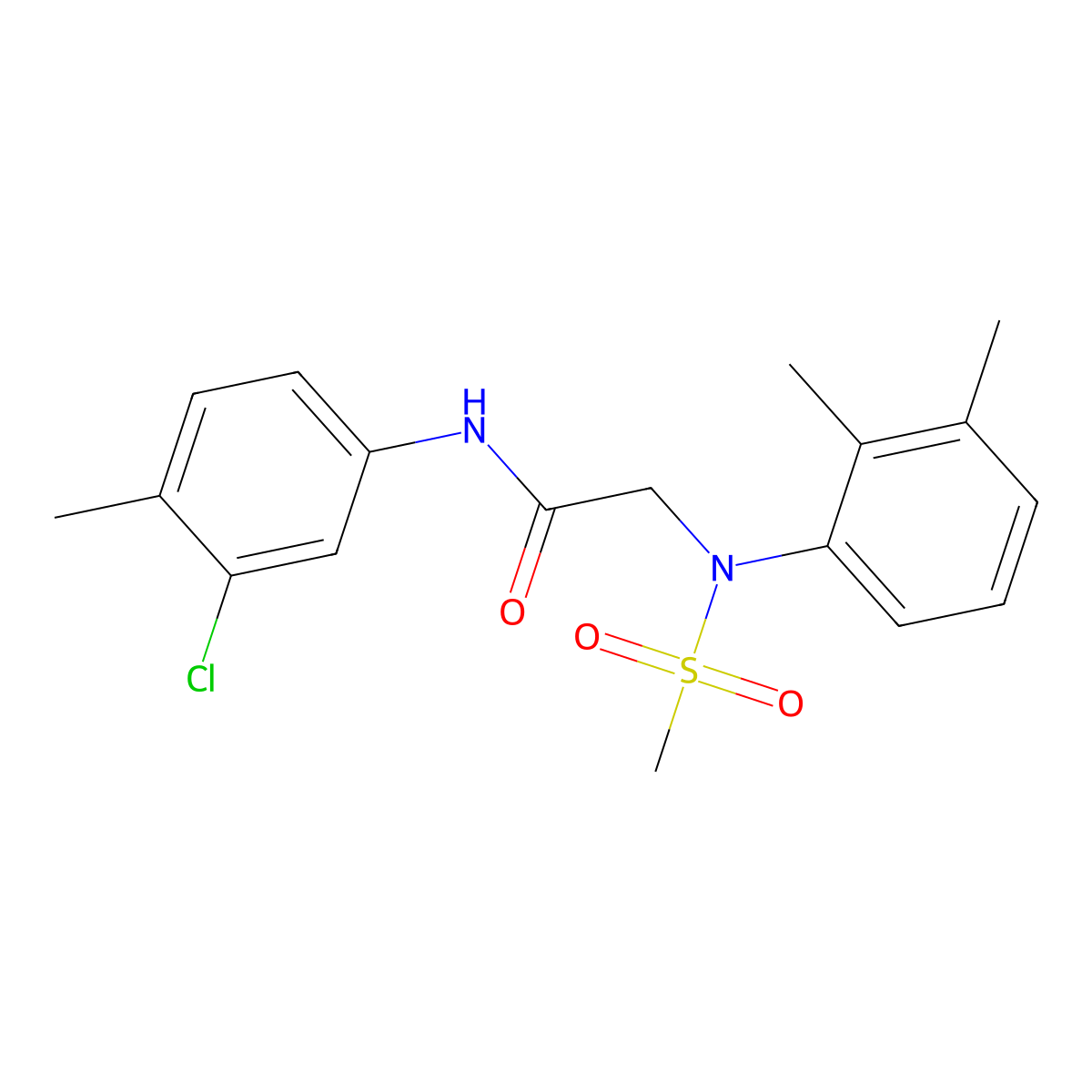 N-(3-chloro-4-methylphenyl)-2-(2,3-dimethyl-N-methylsulfonylanilino)acetamide molecular structure, CAS 432014-81-8