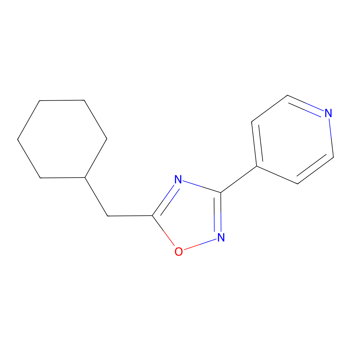 5-(Cyclohexylmethyl)-3-pyridin-4-yl-1,2,4-oxadiazole molecular structure, CAS 432014-95-4