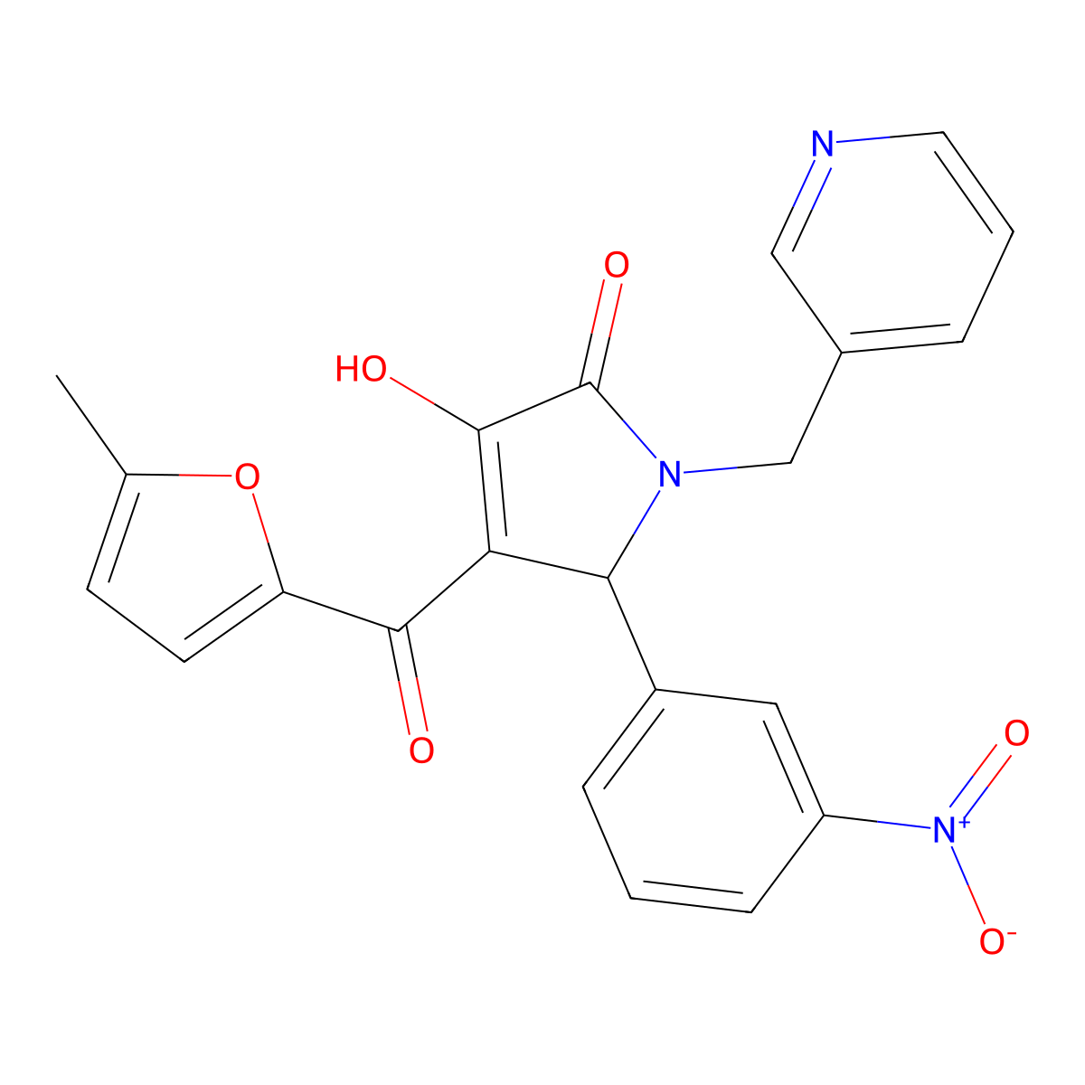 3-Hydroxy-4-(5-methyl-2-furoyl)-5-(3-nitrophenyl)-1-(3-pyridinylmethyl)-1,5-dihydro-2H-pyrrol-2-one molecular structure, CAS 432015-22-0
