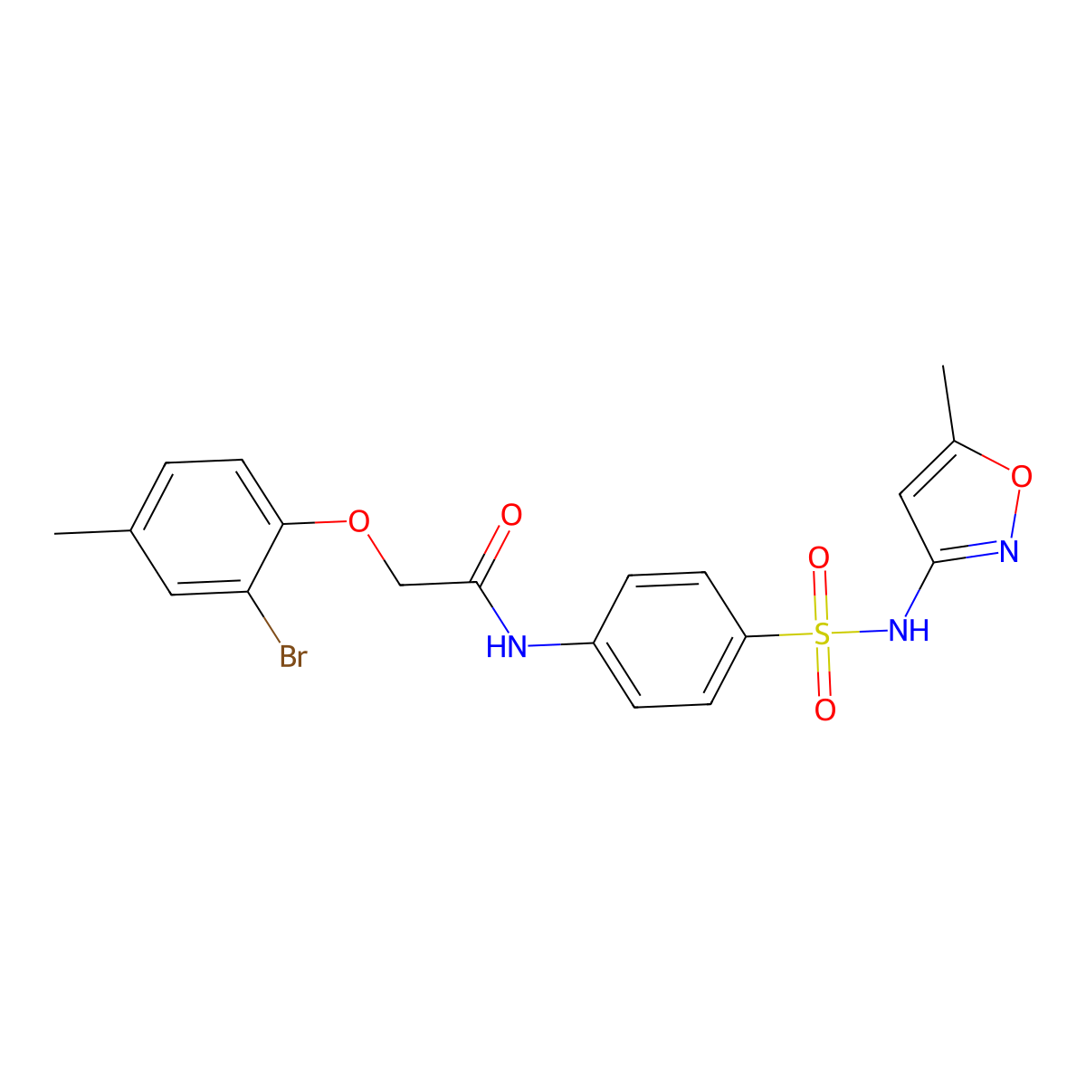 2-(2-bromo-4-methylphenoxy)-N-(4-{[(5-methyl-3-isoxazolyl)amino]sulfonyl}phenyl)acetamide molecular structure, CAS 432015-40-2