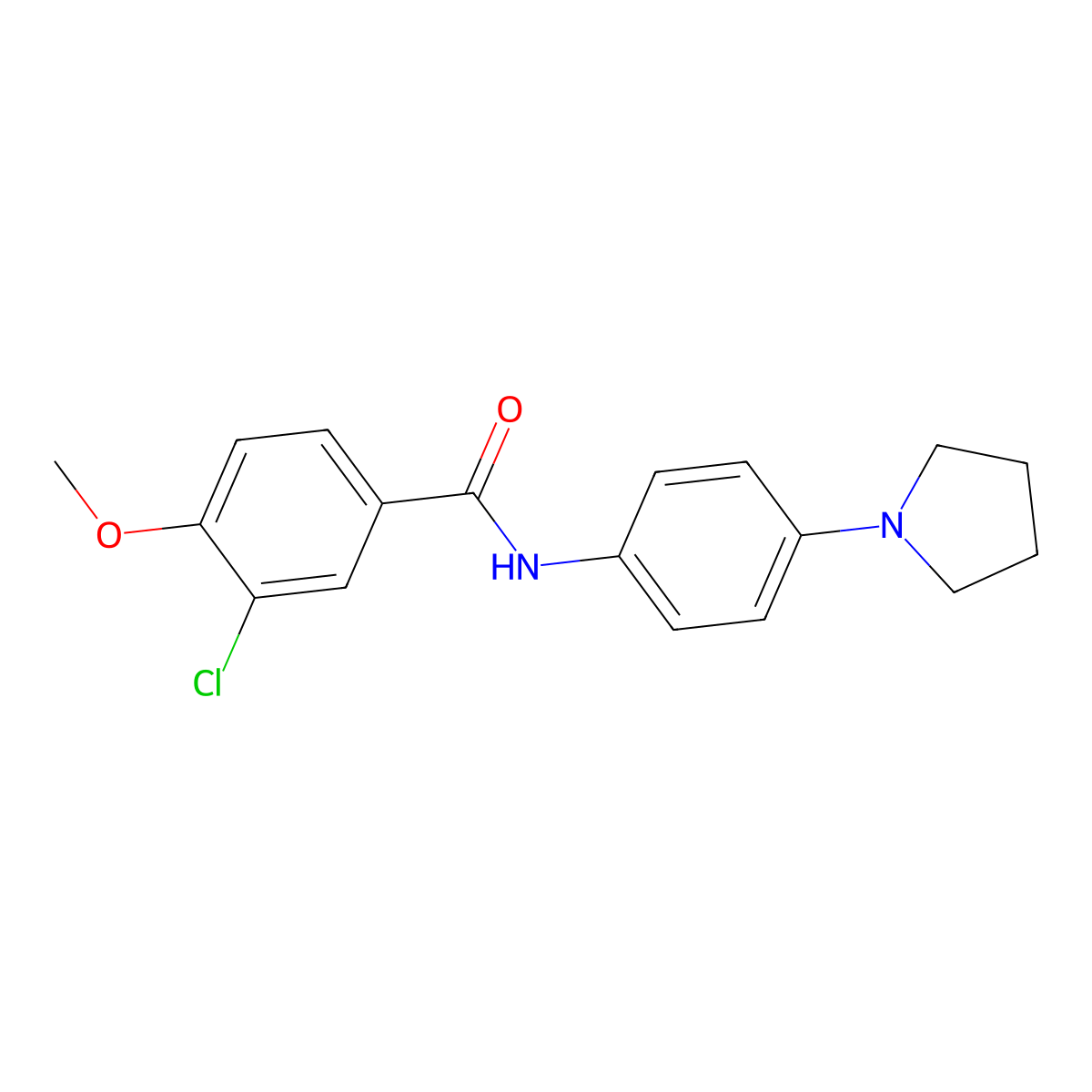 3-chloro-4-methoxy-N-(4-pyrrolidin-1-ylphenyl)benzamide molecular structure, CAS 432015-41-3