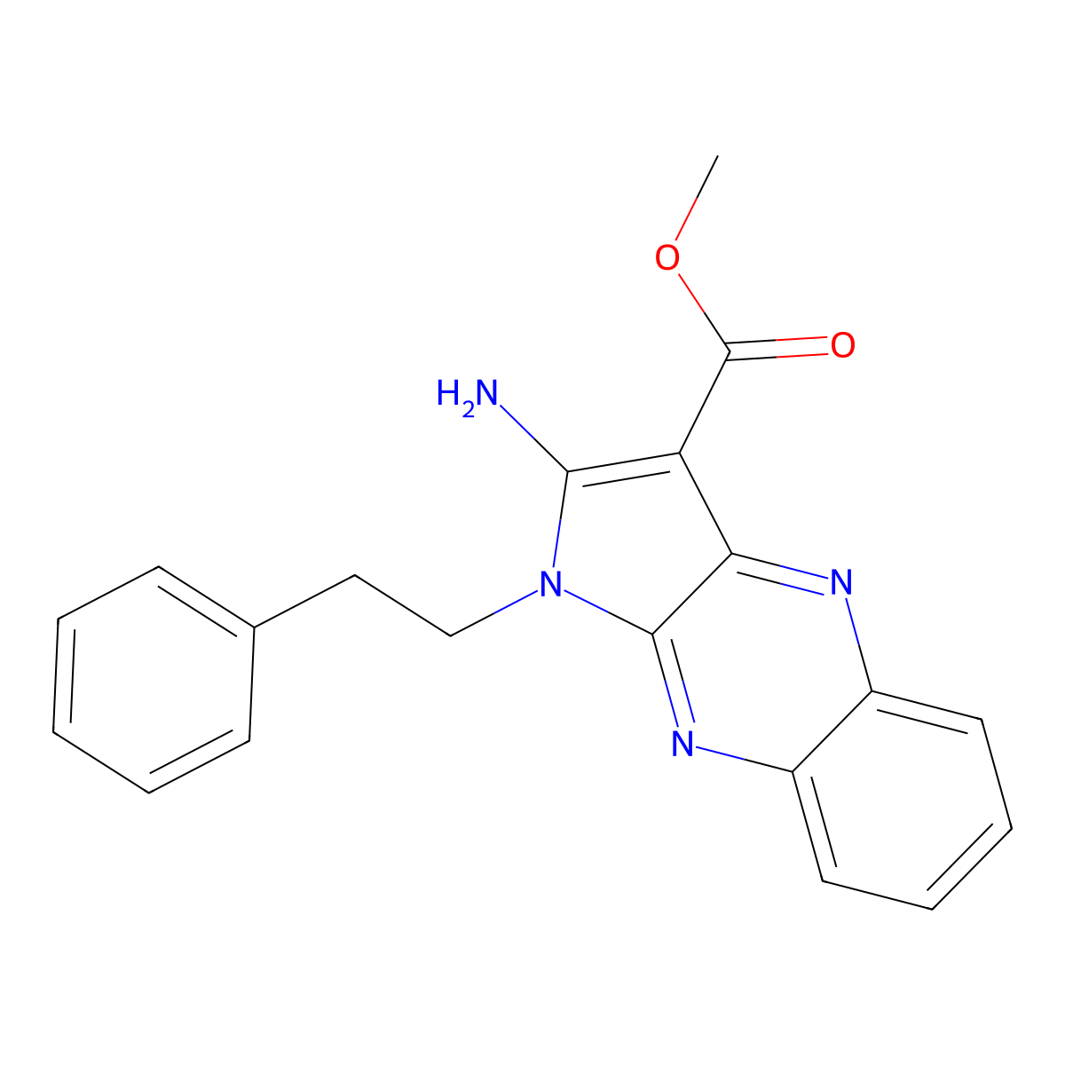 methyl 2-amino-1-(2-phenylethyl)-1H-pyrrolo[2,3-b]quinoxaline-3-carboxylate molecular structure, CAS 432015-42-4