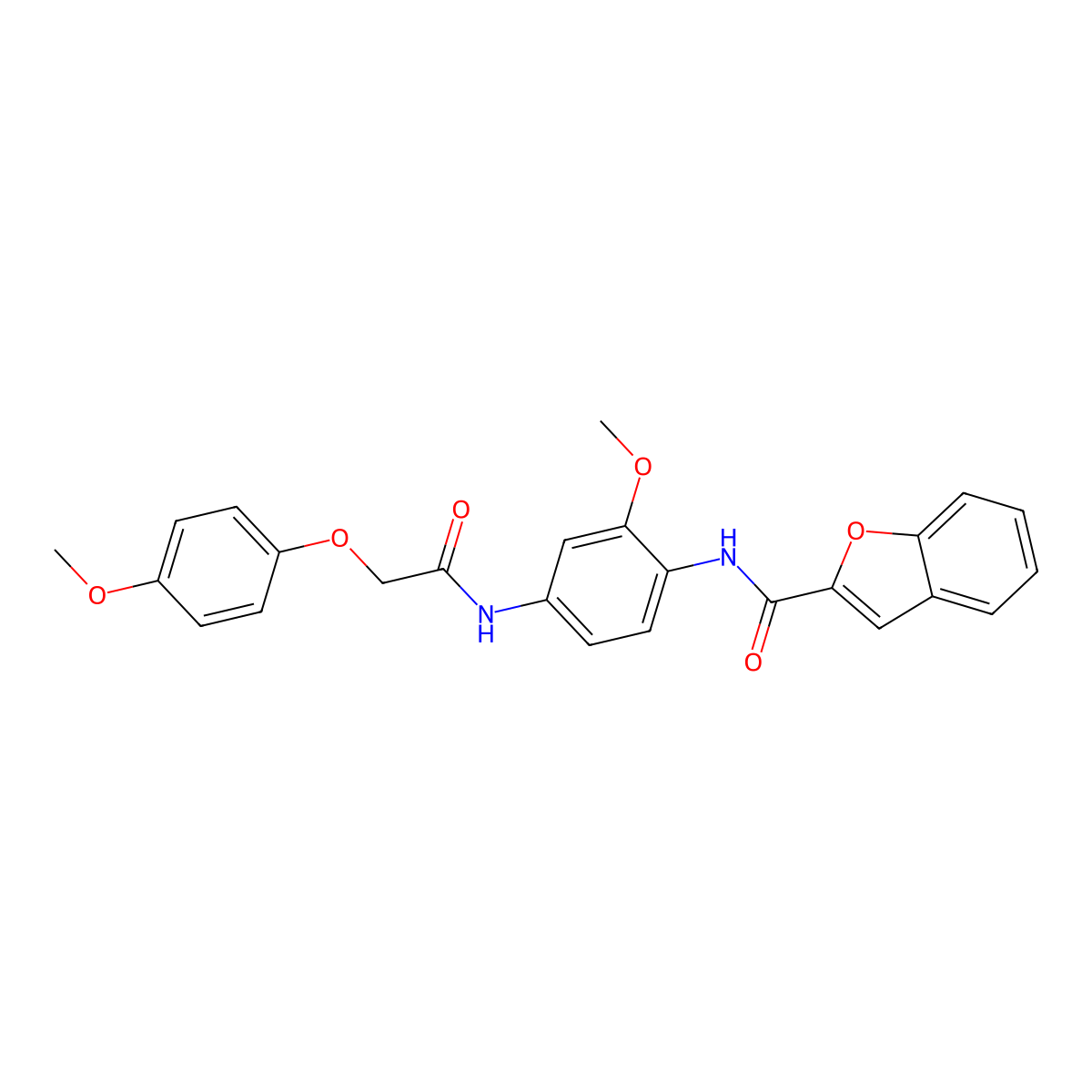 N-(2-methoxy-4-{[(4-methoxyphenoxy)acetyl]amino}phenyl)-1-benzofuran-2-carboxamide molecular structure, CAS 432015-44-6