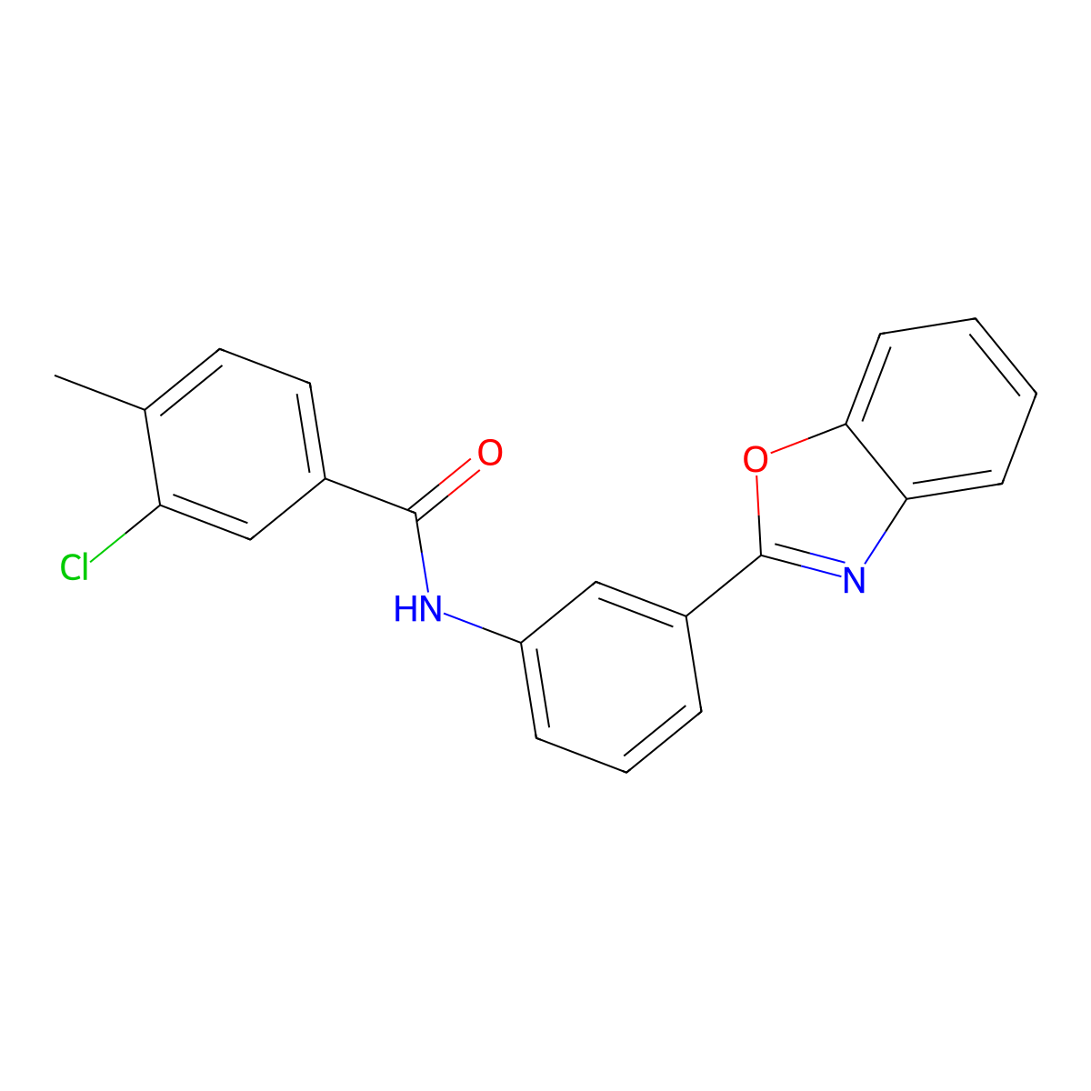 N-[3-(1,3-benzoxazol-2-yl)phenyl]-3-chloro-4-methylbenzamide molecular structure, CAS 432015-56-0