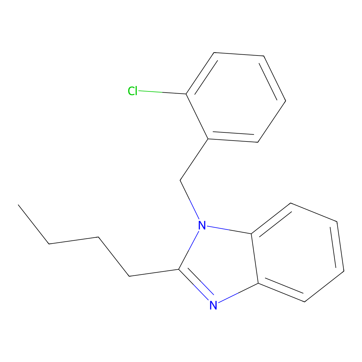 2-Butyl-1-[(2-chlorophenyl)methyl]benzimidazole molecular structure, CAS 432015-89-9