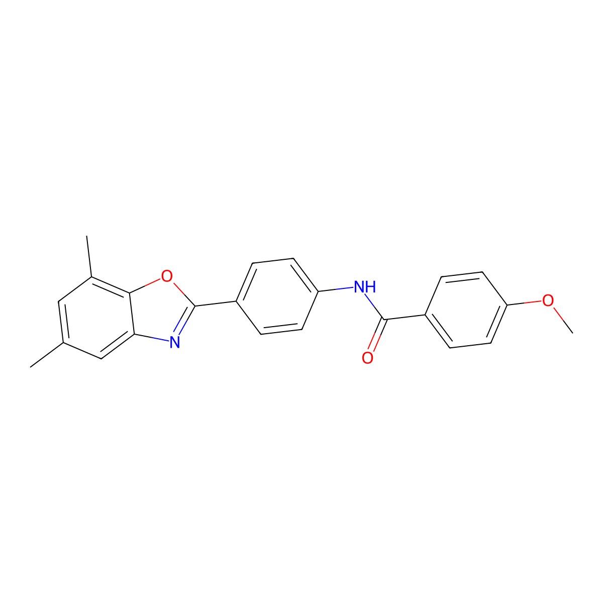 N-[4-(5,7-dimethyl-1,3-benzoxazol-2-yl)phenyl]-4-methoxybenzamide molecular structure, CAS 432015-97-9