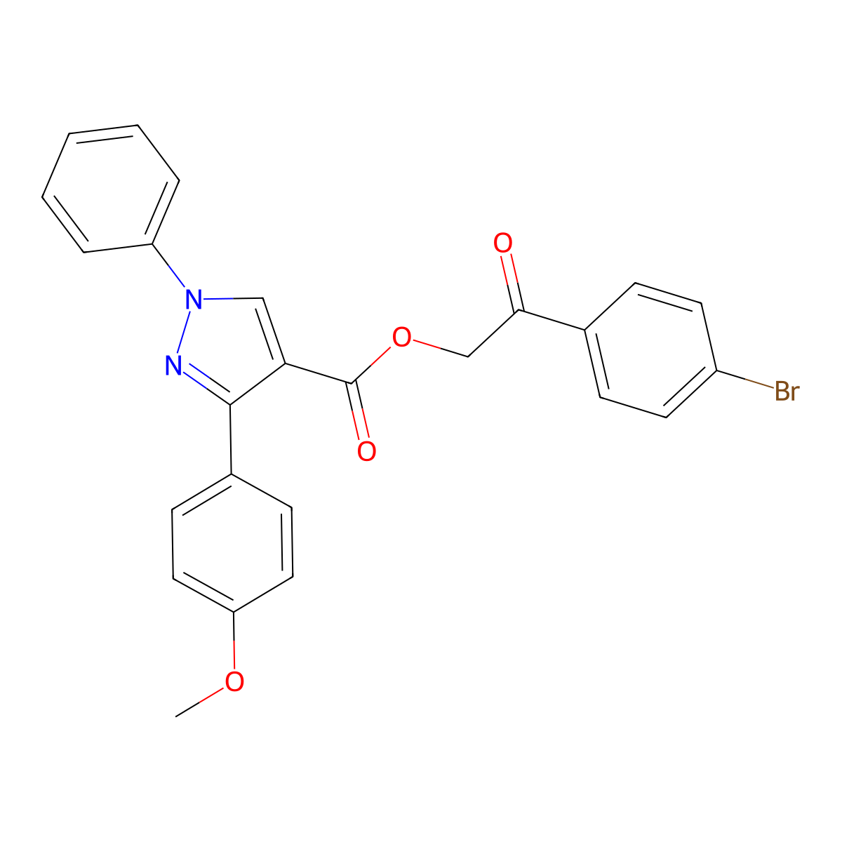 2-(4-bromophenyl)-2-oxoethyl 3-(4-methoxyphenyl)-1-phenyl-1H-pyrazole-4-carboxylate molecular structure, CAS 432016-01-8