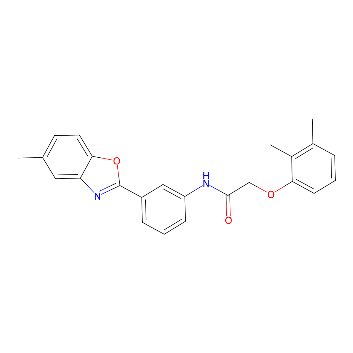 2-(2,3-dimethylphenoxy)-N-[3-(5-methyl-1,3-benzoxazol-2-yl)phenyl]acetamide molecular structure, CAS 432016-02-9