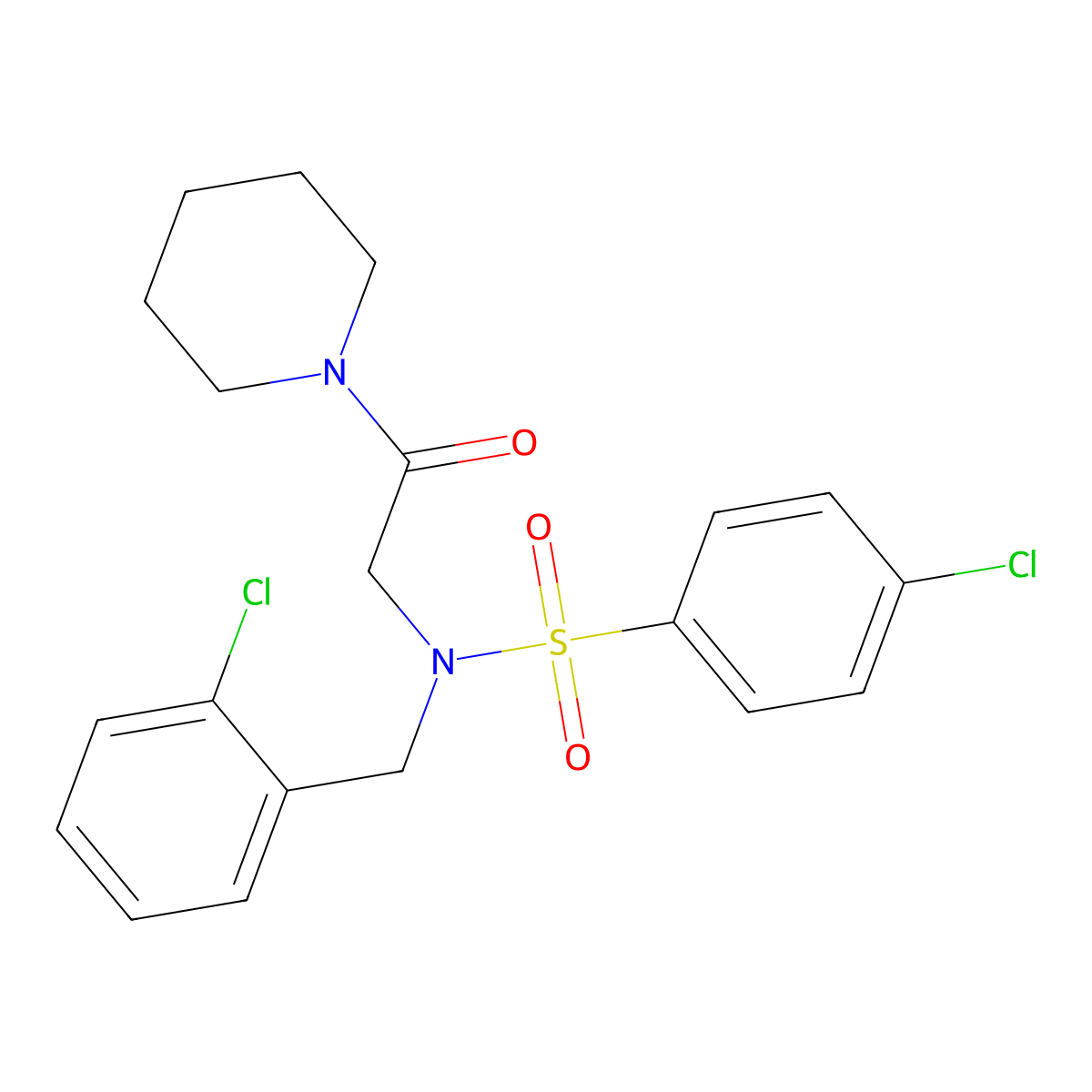 4-chloro-N-(2-chlorobenzyl)-N-[2-oxo-2-(piperidin-1-yl)ethyl]benzenesulfonamide molecular structure, CAS 432016-08-5