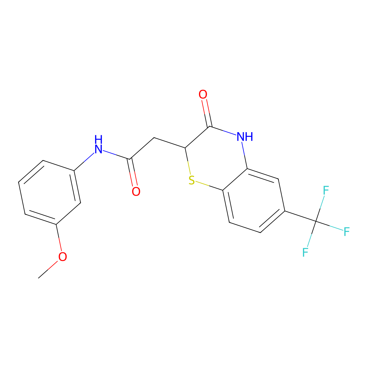 N-(3-methoxyphenyl)-2-[3-oxo-6-(trifluoromethyl)-3,4-dihydro-2H-1,4-benzothiazin-2-yl]acetamide molecular structure, CAS 432016-25-6