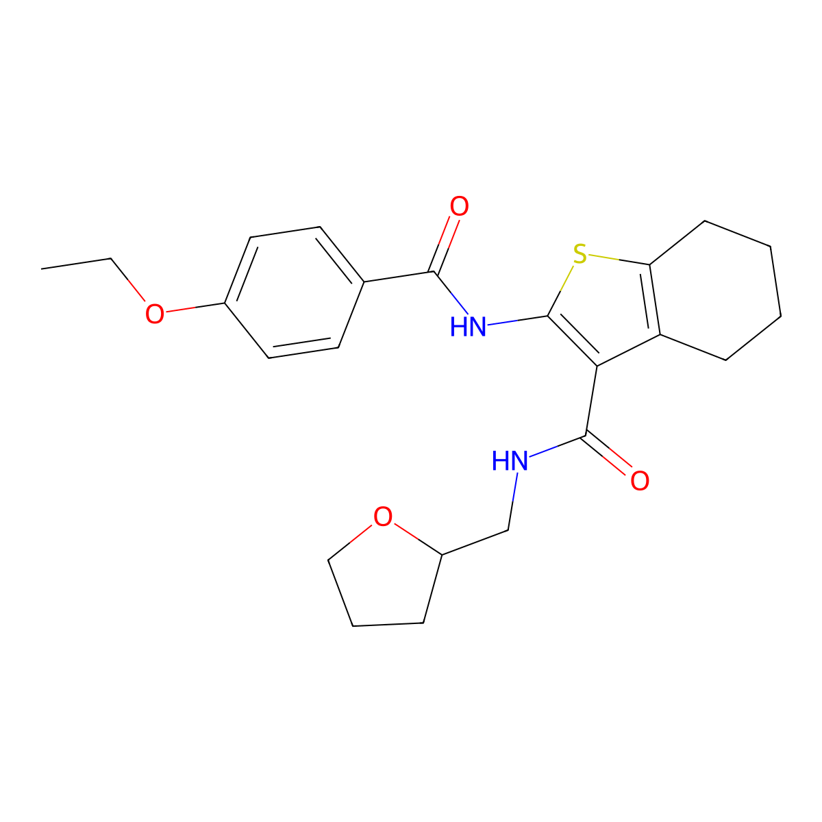 2-(4-ethoxybenzamido)-N-[(oxolan-2-yl)methyl]-4,5,6,7-tetrahydro-1-benzothiophene-3-carboxamide molecular structure, CAS 432016-26-7