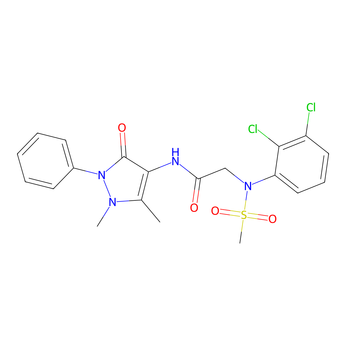 2-(2,3-dichloro-N-methylsulfonylanilino)-N-(1,5-dimethyl-3-oxo-2-phenylpyrazol-4-yl)acetamide molecular structure, CAS 432016-37-0