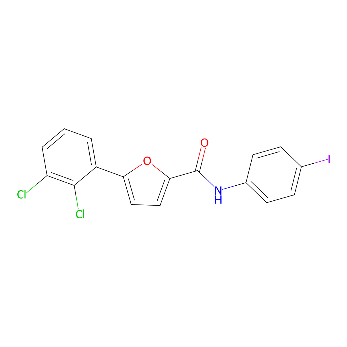5-(2,3-dichlorophenyl)-N-(4-iodophenyl)furan-2-carboxamide molecular structure, CAS 432016-49-4