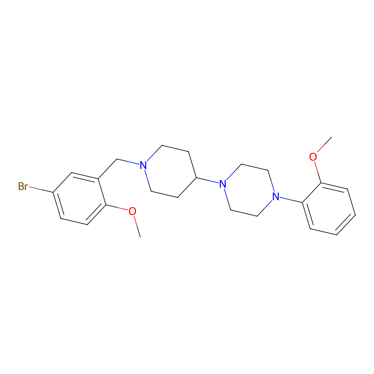 1-[1-[(5-Bromo-2-methoxyphenyl)methyl]piperidin-4-yl]-4-(2-methoxyphenyl)piperazine molecular structure, CAS 432016-50-7