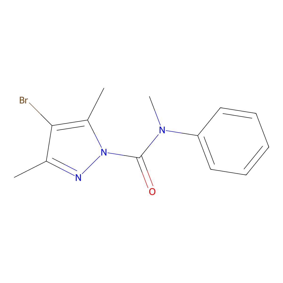 4-bromo-N,3,5-trimethyl-N-phenylpyrazole-1-carboxamide molecular structure, CAS 432016-51-8