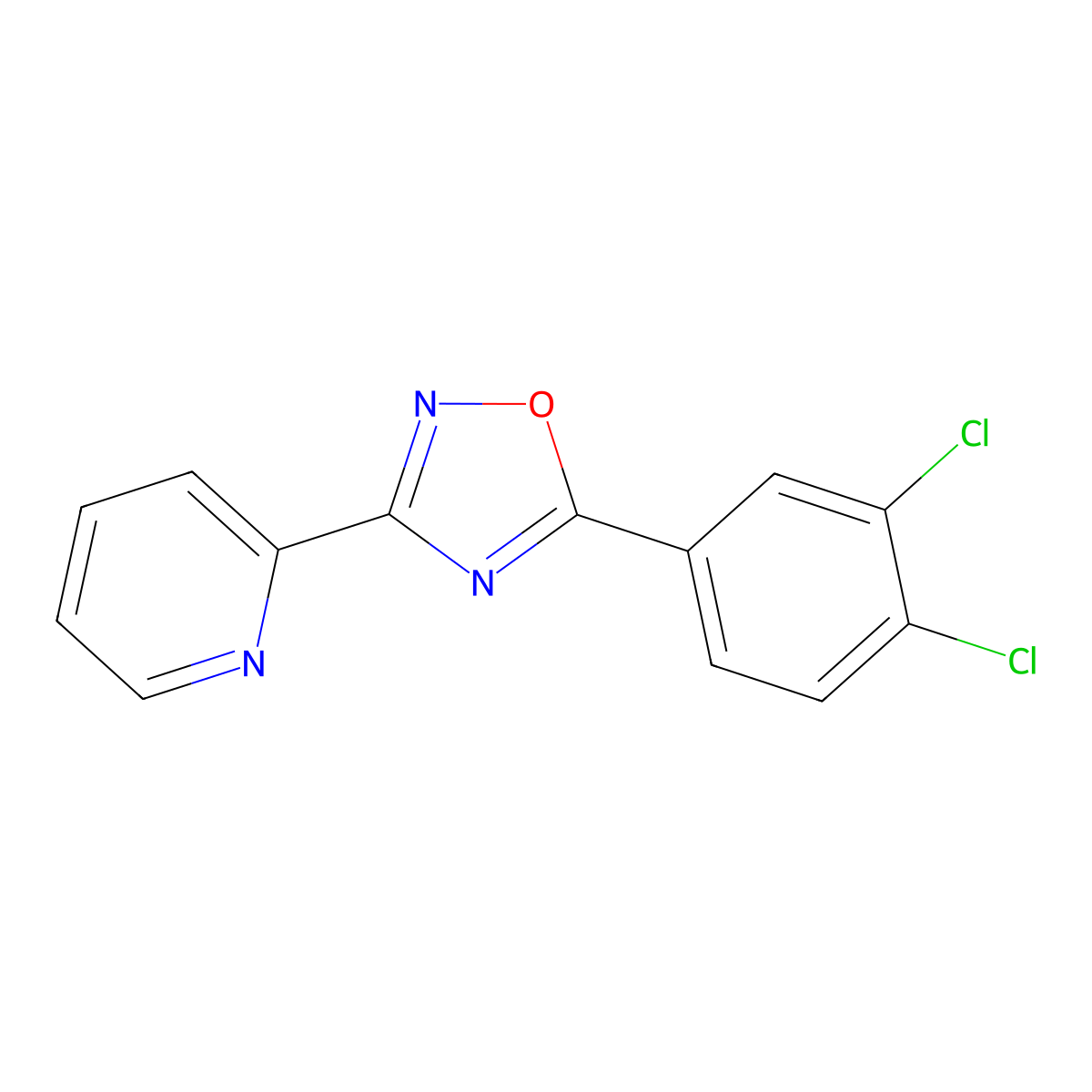 2-[5-(3,4-Dichlorophenyl)-1,2,4-oxadiazol-3-yl]pyridine molecular structure, CAS 432016-70-1