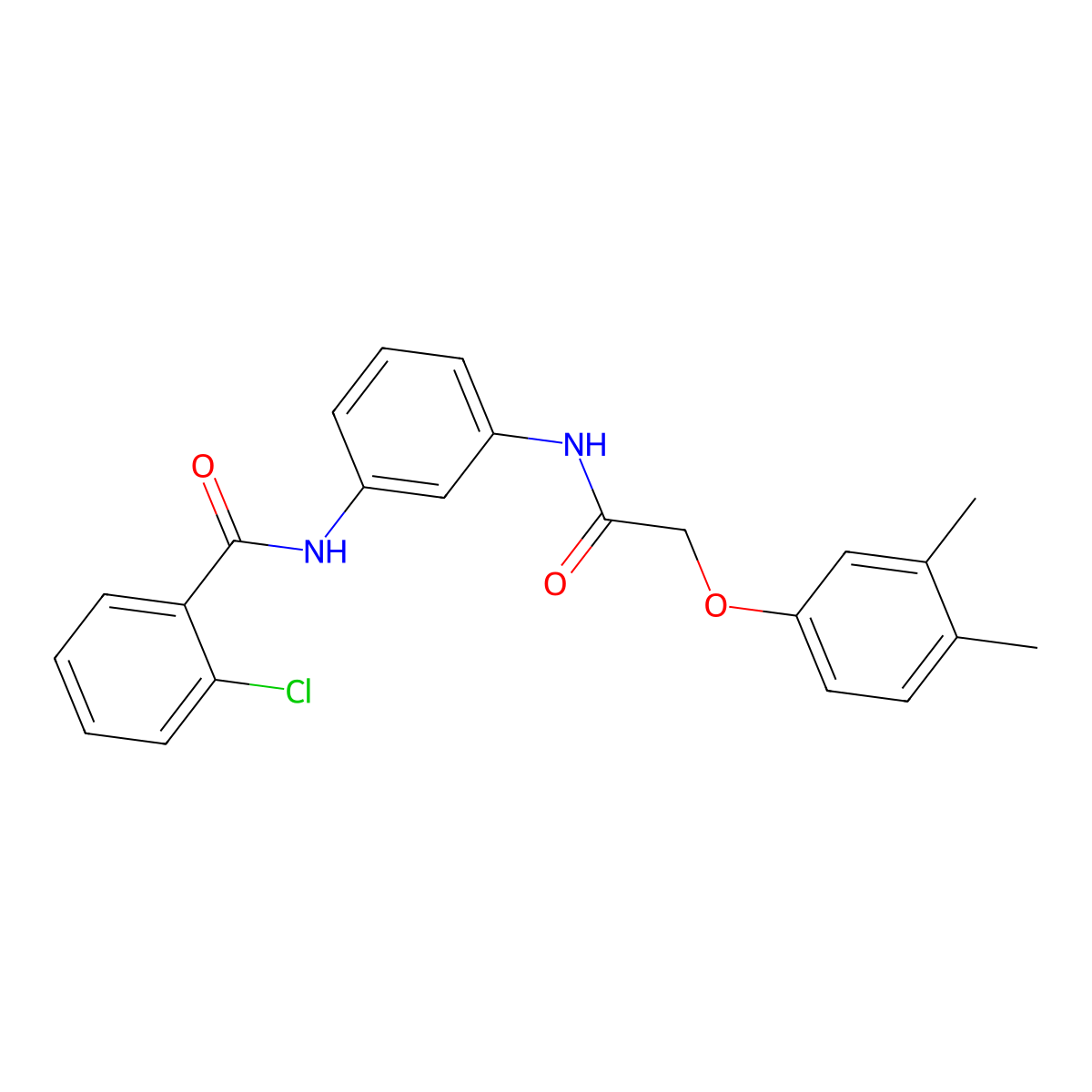 2-chloro-N-(3-{[(3,4-dimethylphenoxy)acetyl]amino}phenyl)benzamide molecular structure, CAS 432016-79-0