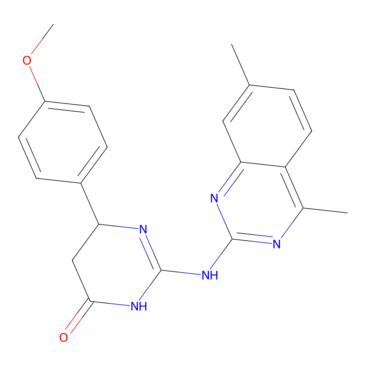 2-[(4,7-dimethylquinazolin-2-yl)amino]-6-(4-methoxyphenyl)-5,6-dihydropyrimidin-4(3H)-one molecular structure, CAS 432016-97-2