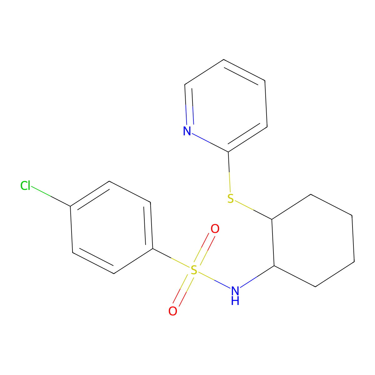 4-chloro-N-(2-pyridin-2-ylsulfanylcyclohexyl)benzenesulfonamide molecular structure, CAS 432017-04-4