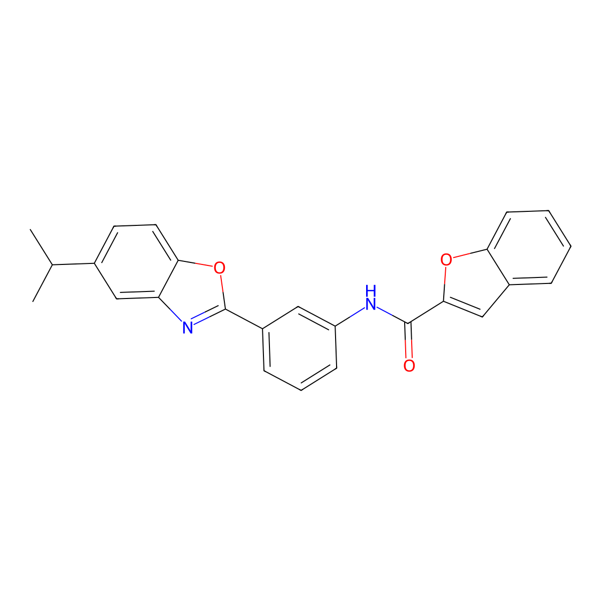 N-{3-[5-(propan-2-yl)-1,3-benzoxazol-2-yl]phenyl}-1-benzofuran-2-carboxamide molecular structure, CAS 432017-12-4