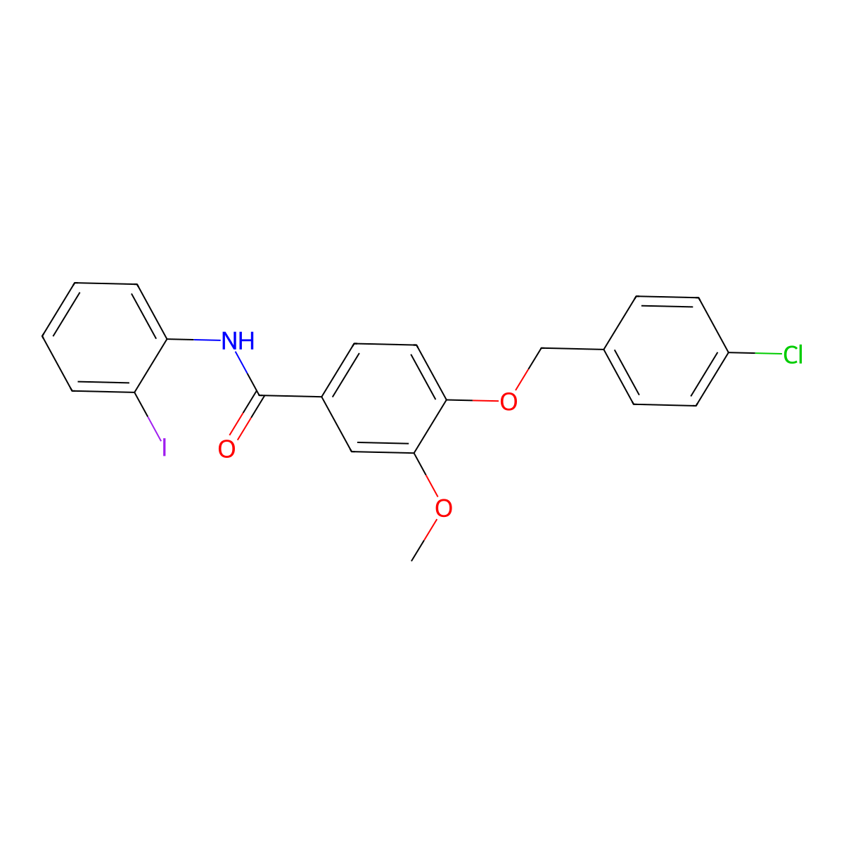 4-[(4-chlorobenzyl)oxy]-N-(2-iodophenyl)-3-methoxybenzamide molecular structure, CAS 432017-14-6
