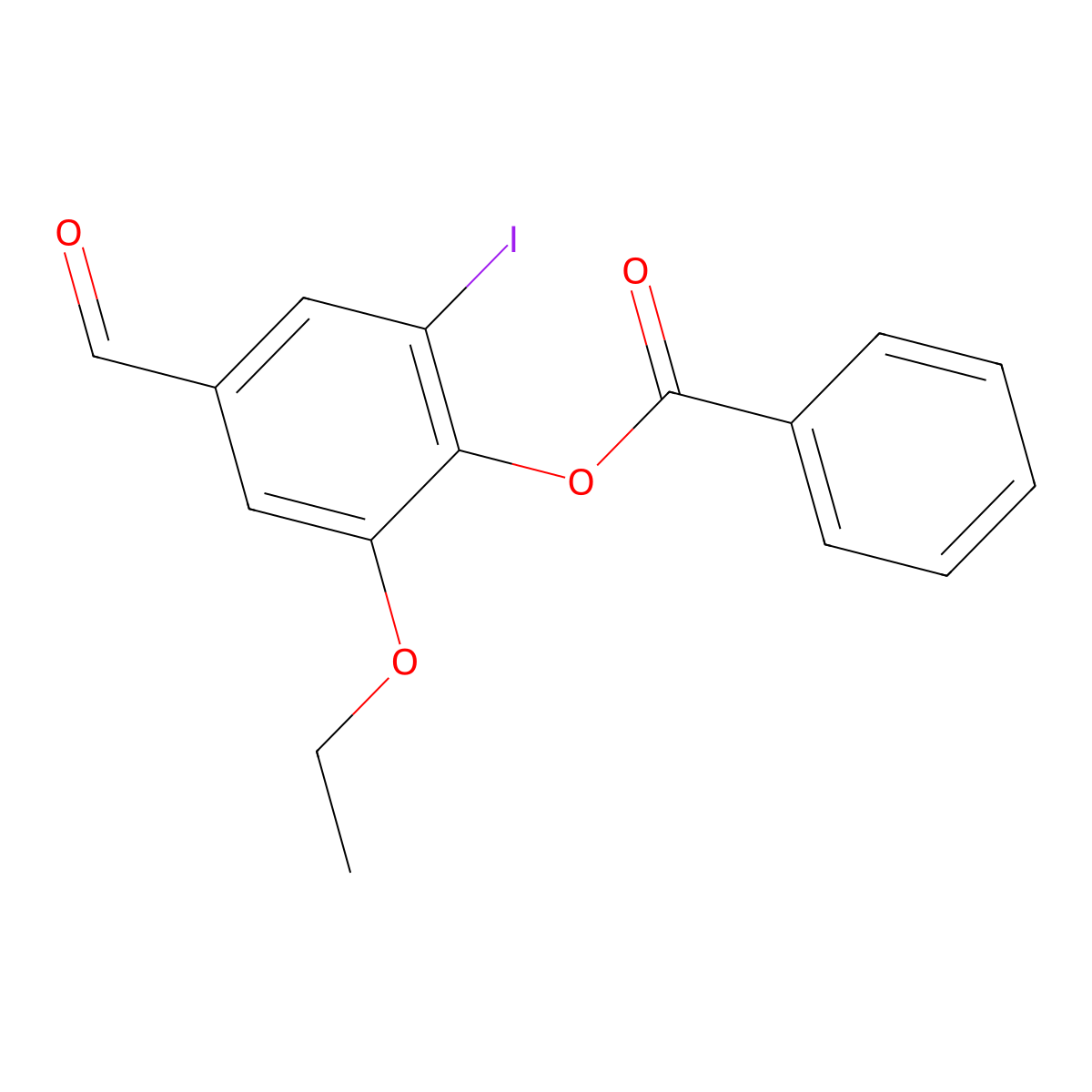 2-Ethoxy-4-formyl-6-iodophenyl benzoate molecular structure, CAS 432017-15-7