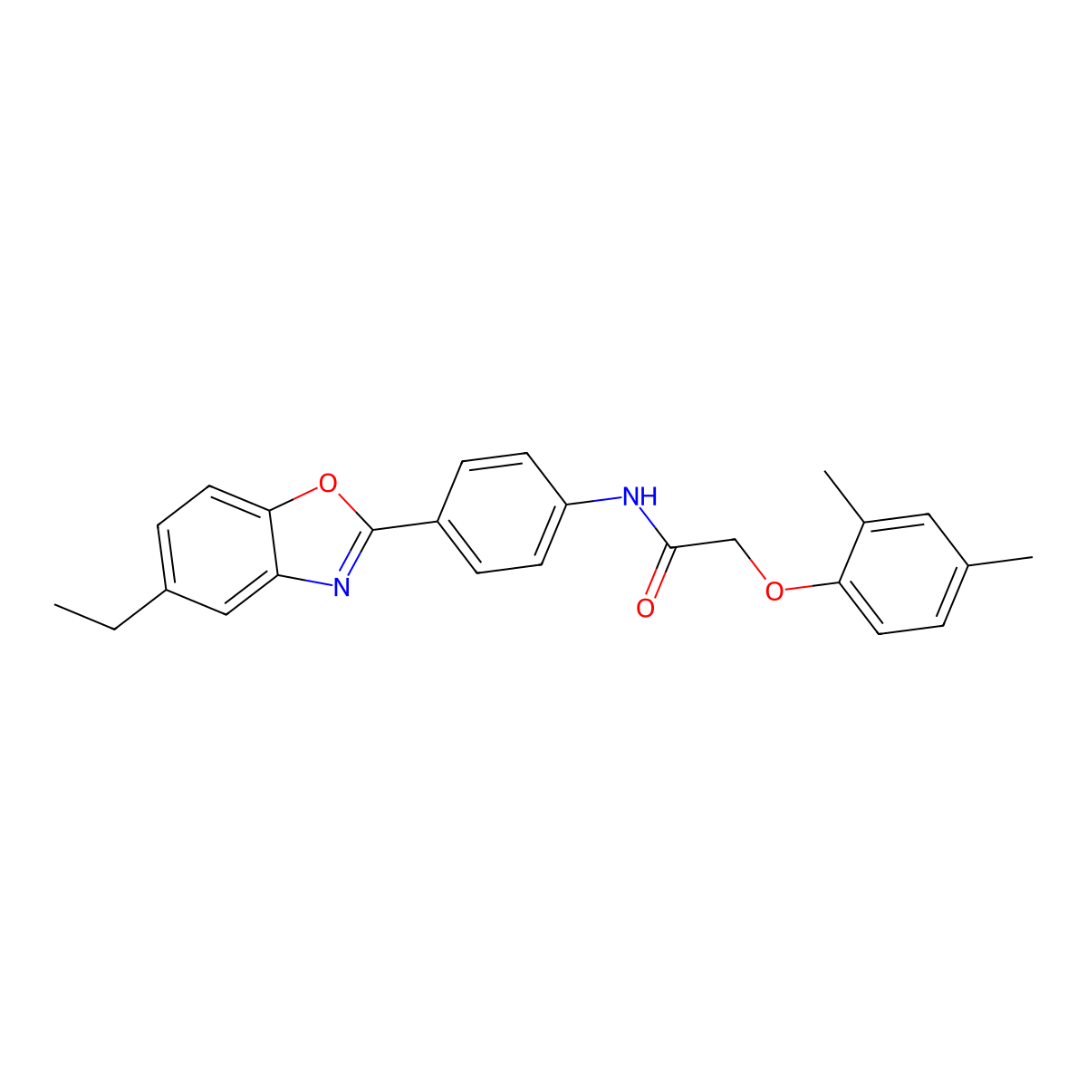 2-(2,4-dimethylphenoxy)-N-[4-(5-ethyl-1,3-benzoxazol-2-yl)phenyl]acetamide molecular structure, CAS 432017-20-4
