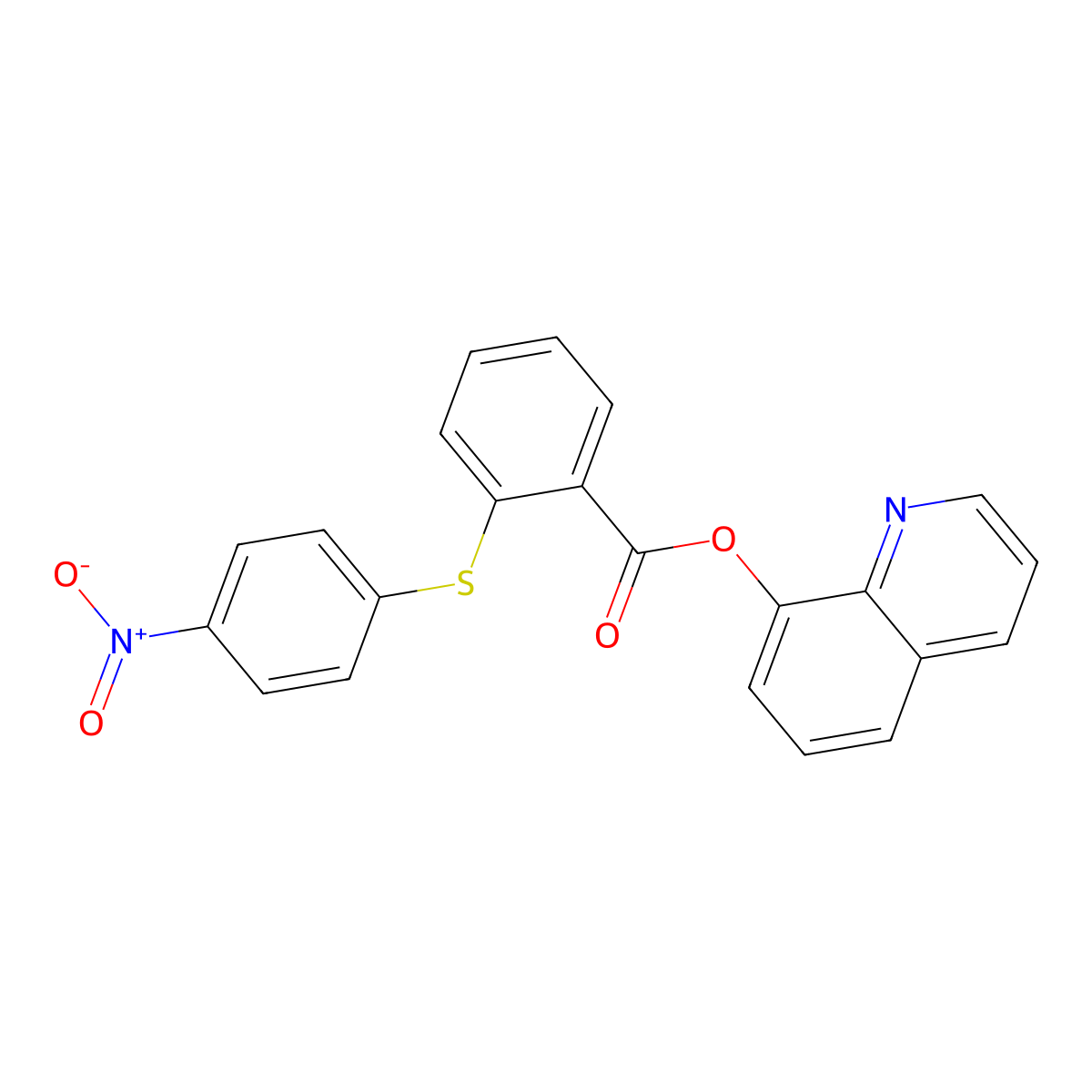 Quinolin-8-yl 2-(4-nitrophenyl)sulfanylbenzoate molecular structure, CAS 432017-21-5