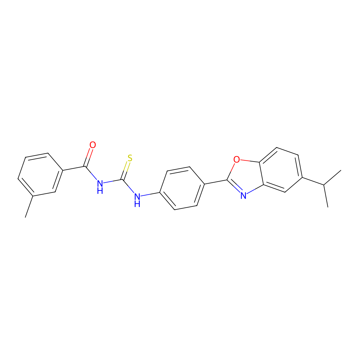 3-methyl-N-[[4-(5-propan-2-yl-1,3-benzoxazol-2-yl)phenyl]carbamothioyl]benzamide molecular structure, CAS 432017-27-1